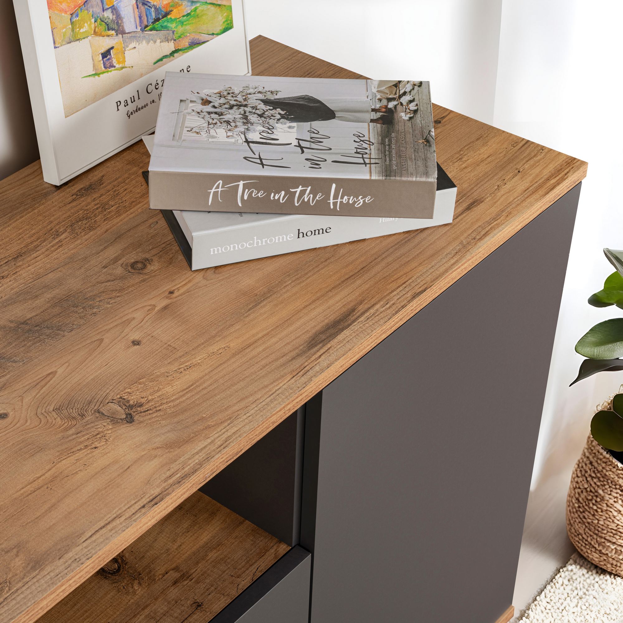 Consola, Hanah Home, pal melaminat, antracit si pin atlantic, 180x44.5x75 cm — imaginea 7