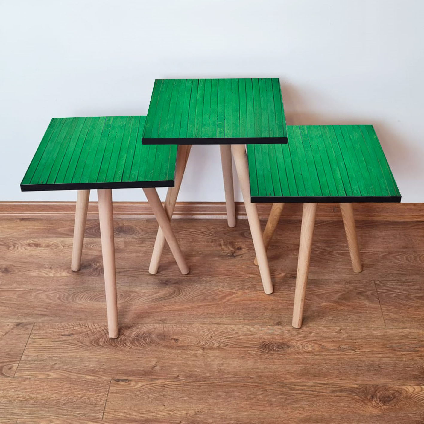 Set mese cuib, Hanah Home, mdf, verde, 35x35x52 cm