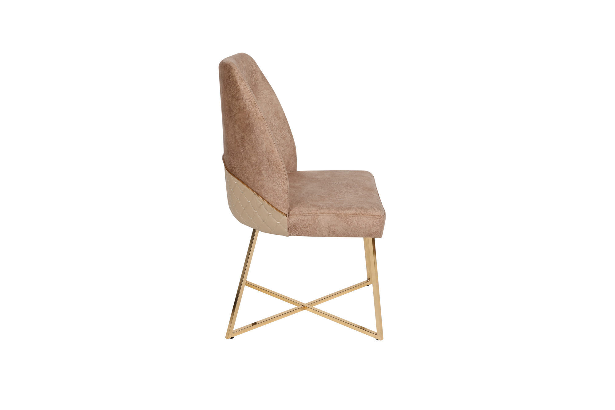 Set scaune, Hanah Home, metal, catifea, auriu maro, 50x49x90 cm, 4 bucati — imaginea 3