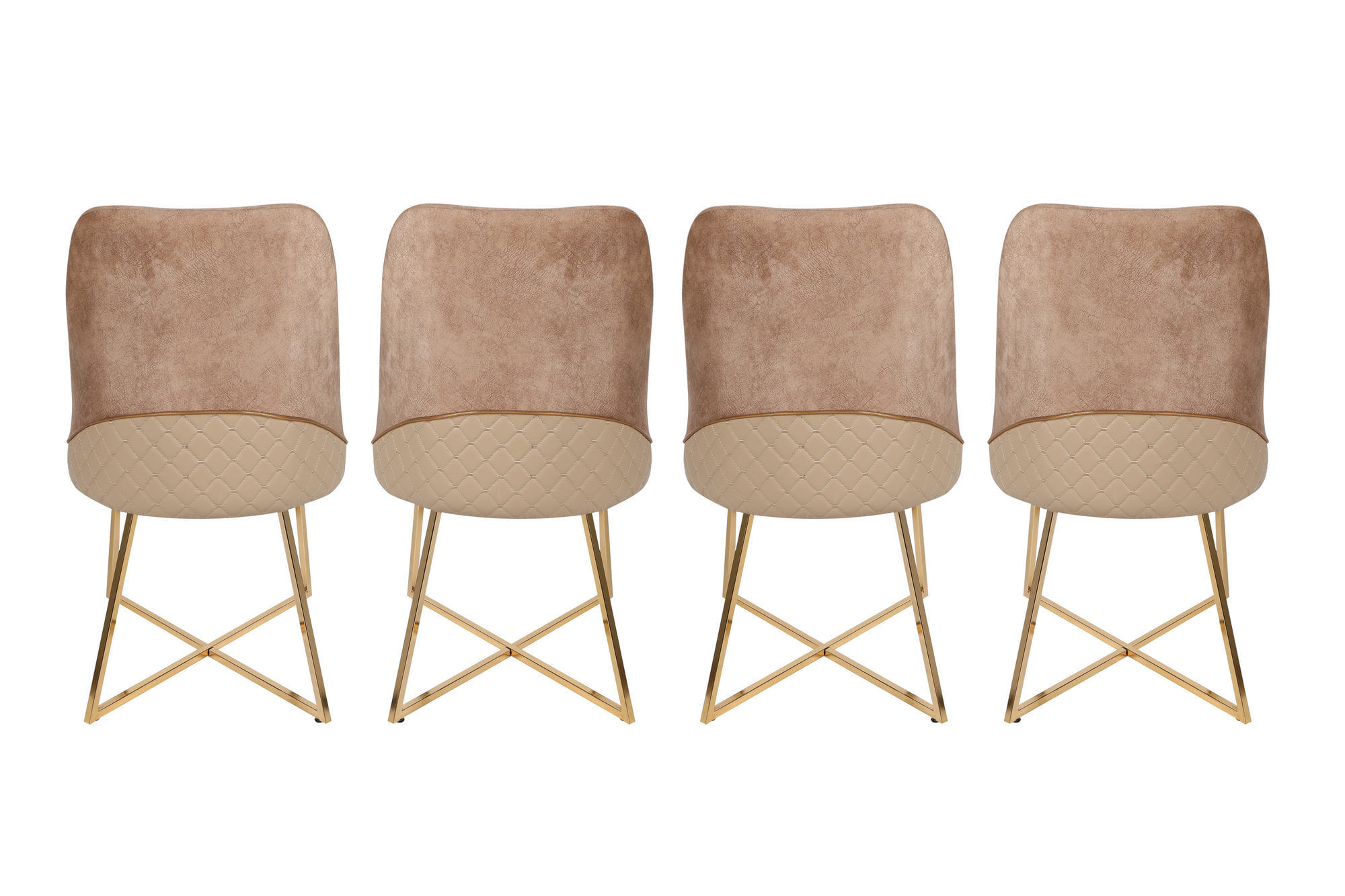 Set scaune, Hanah Home, metal, catifea, auriu maro, 50x49x90 cm, 4 bucati — imaginea 4