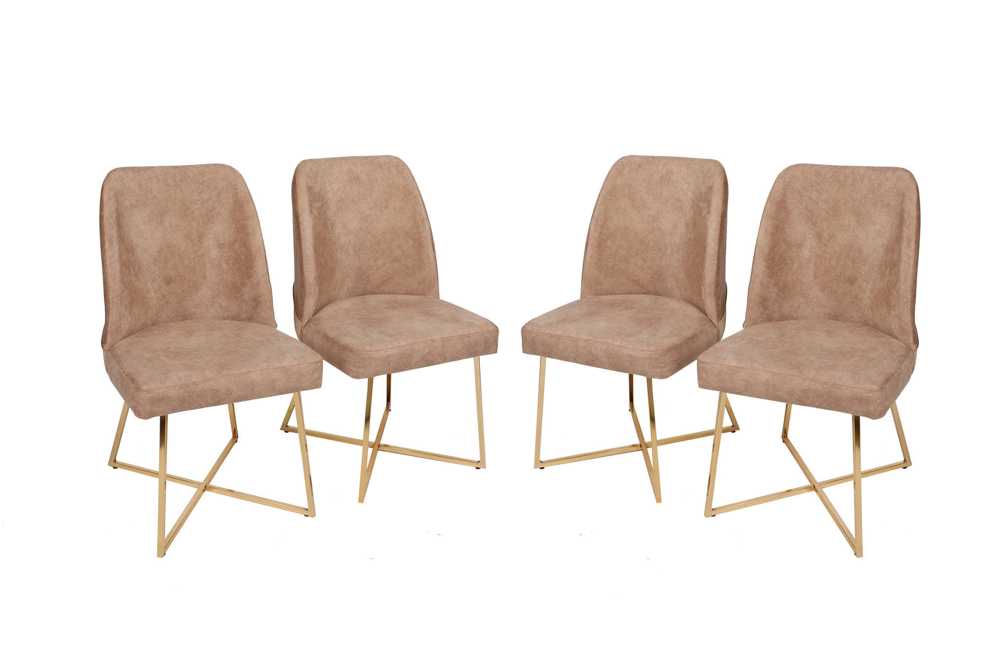 Set scaune, Hanah Home, metal, catifea, auriu maro, 50x49x90 cm, 4 bucati — imaginea 5
