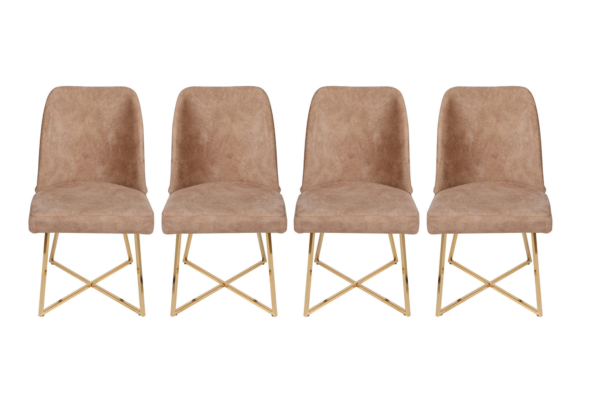 Set scaune, Hanah Home, metal, catifea, auriu maro, 50x49x90 cm, 4 bucati — imaginea 7