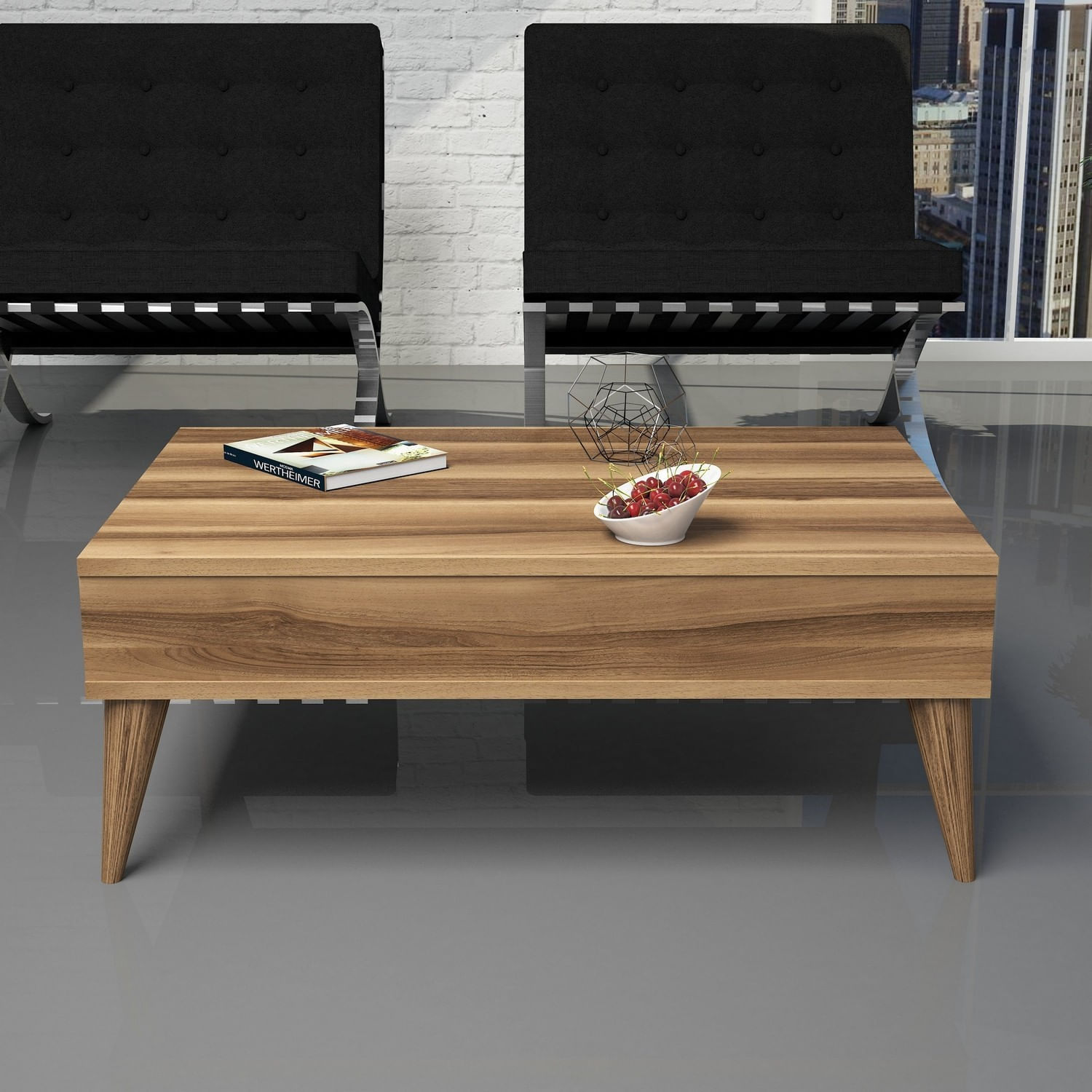 Masa de cafea, Hanah Home, pal melaminat, nuc, 90x60x34.6 cm — imaginea 3