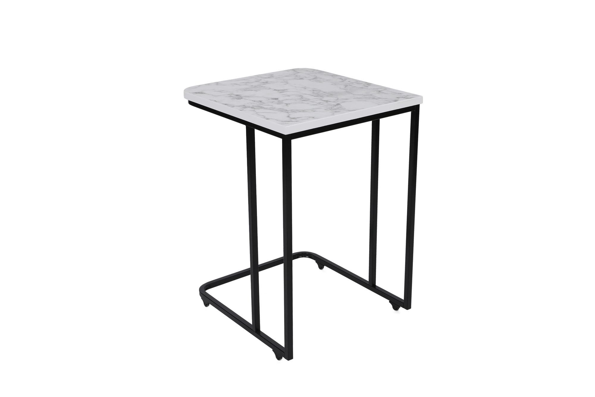 Set masute cuib, Hanah Home, metal si mdf, alb si negru, 41x46x48.8 cm, 36x44x53.8 cm, 31x42x59 cm — imaginea 5