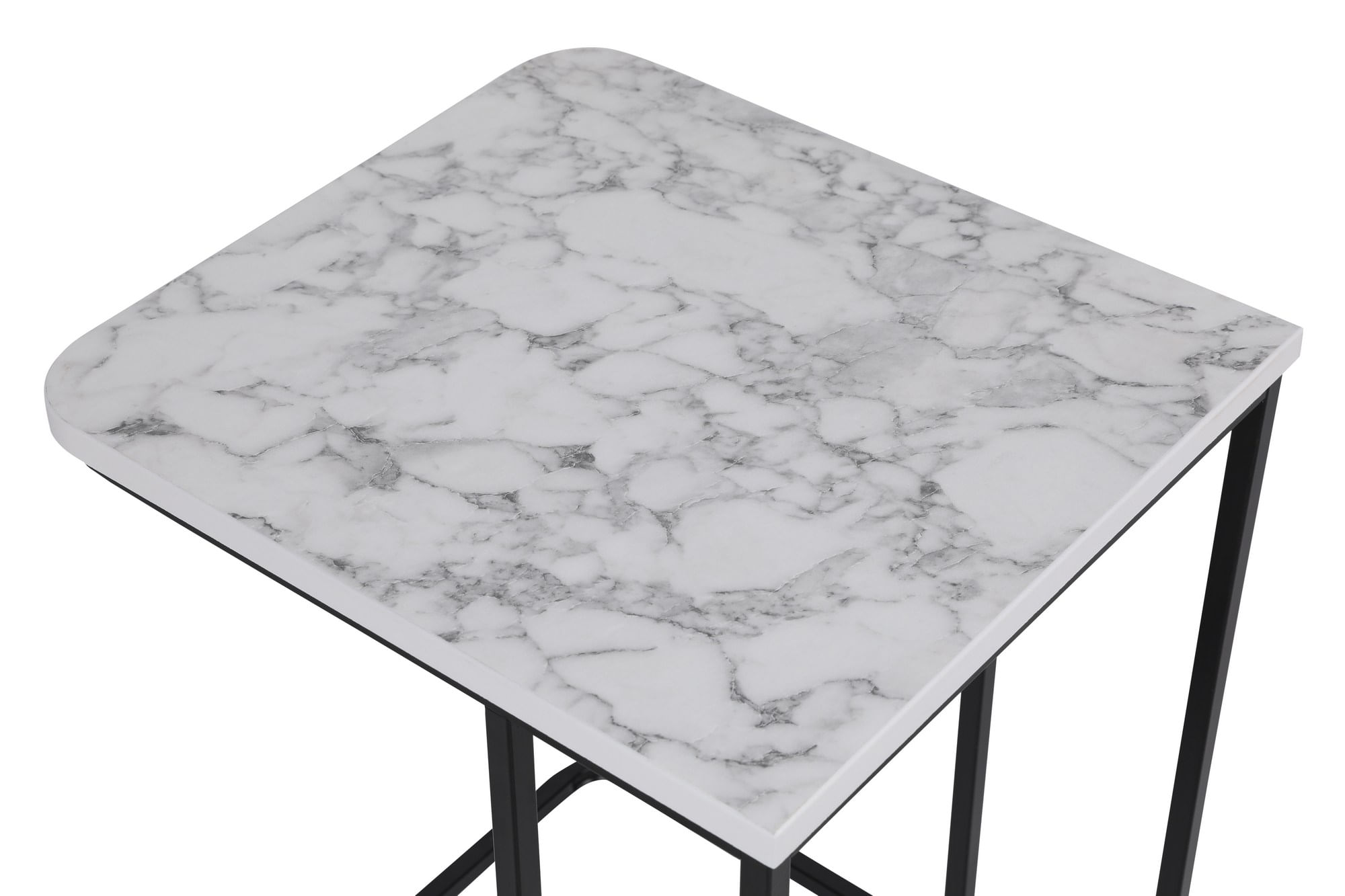 Set masute cuib, Hanah Home, metal si mdf, alb si negru, 41x46x48.8 cm, 36x44x53.8 cm, 31x42x59 cm — imaginea 9