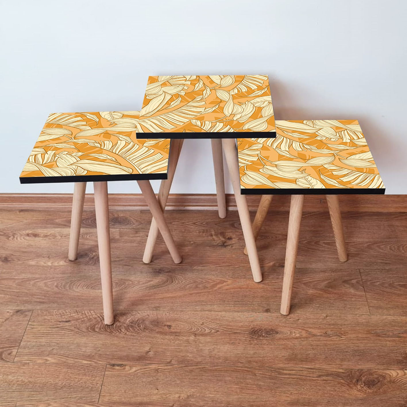 Set masute de cafea, Hanah Home, mdf, portocaliu bej, 35x35x52 cm