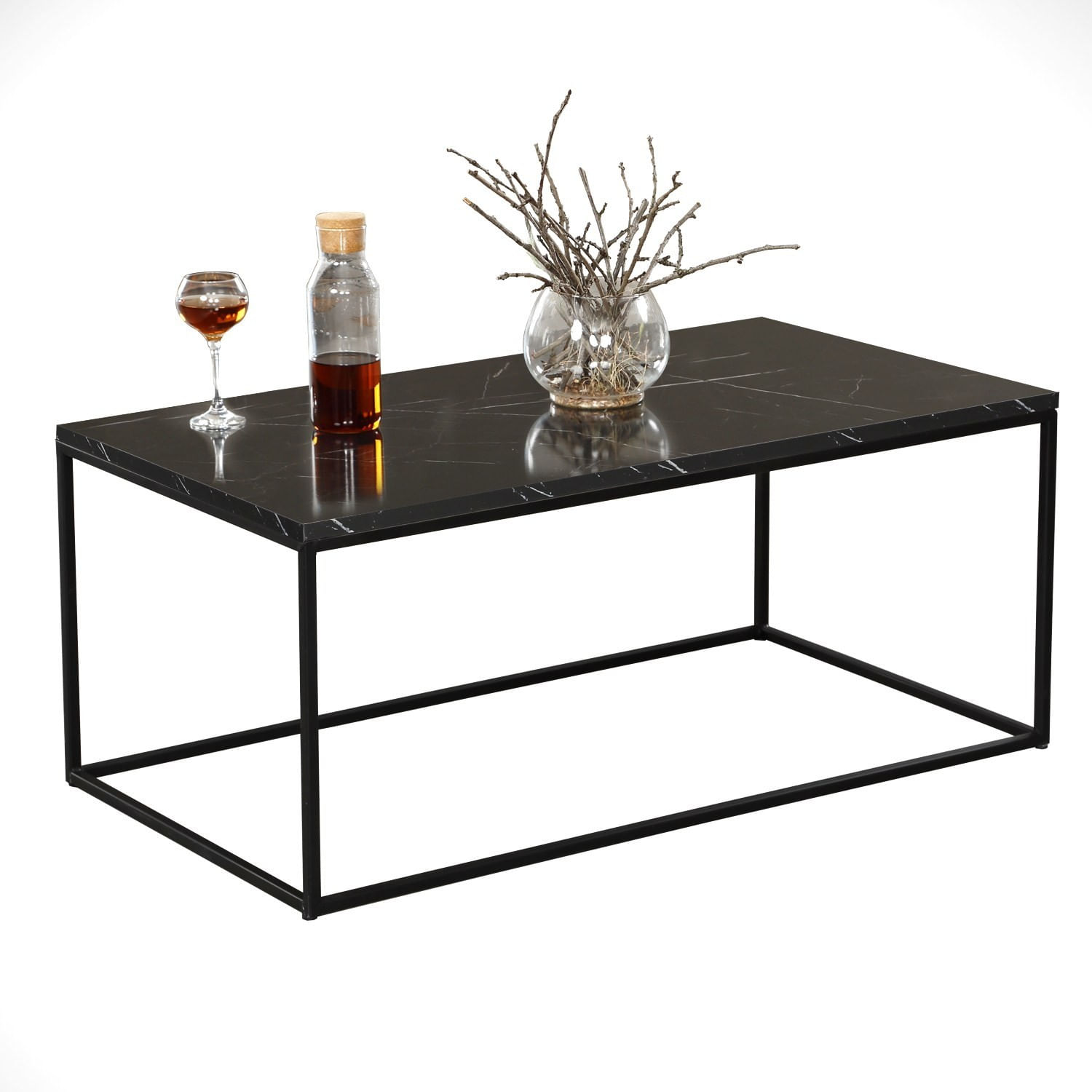 Masuta de cafea, Hanah Home, pal melaminat, negru alb, 95x55x43 cm — imaginea 3