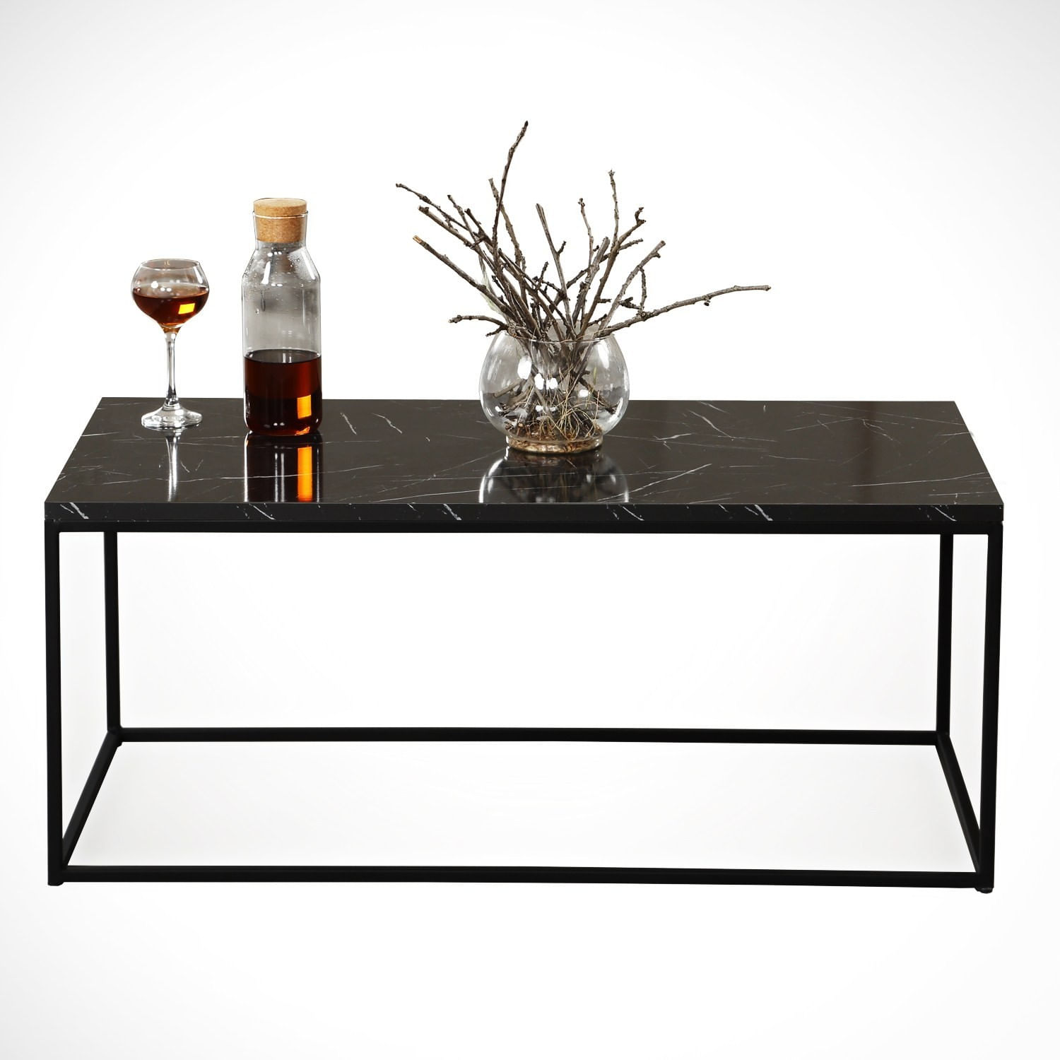 Masuta de cafea, Hanah Home, pal melaminat, negru alb, 95x55x43 cm — imaginea 5