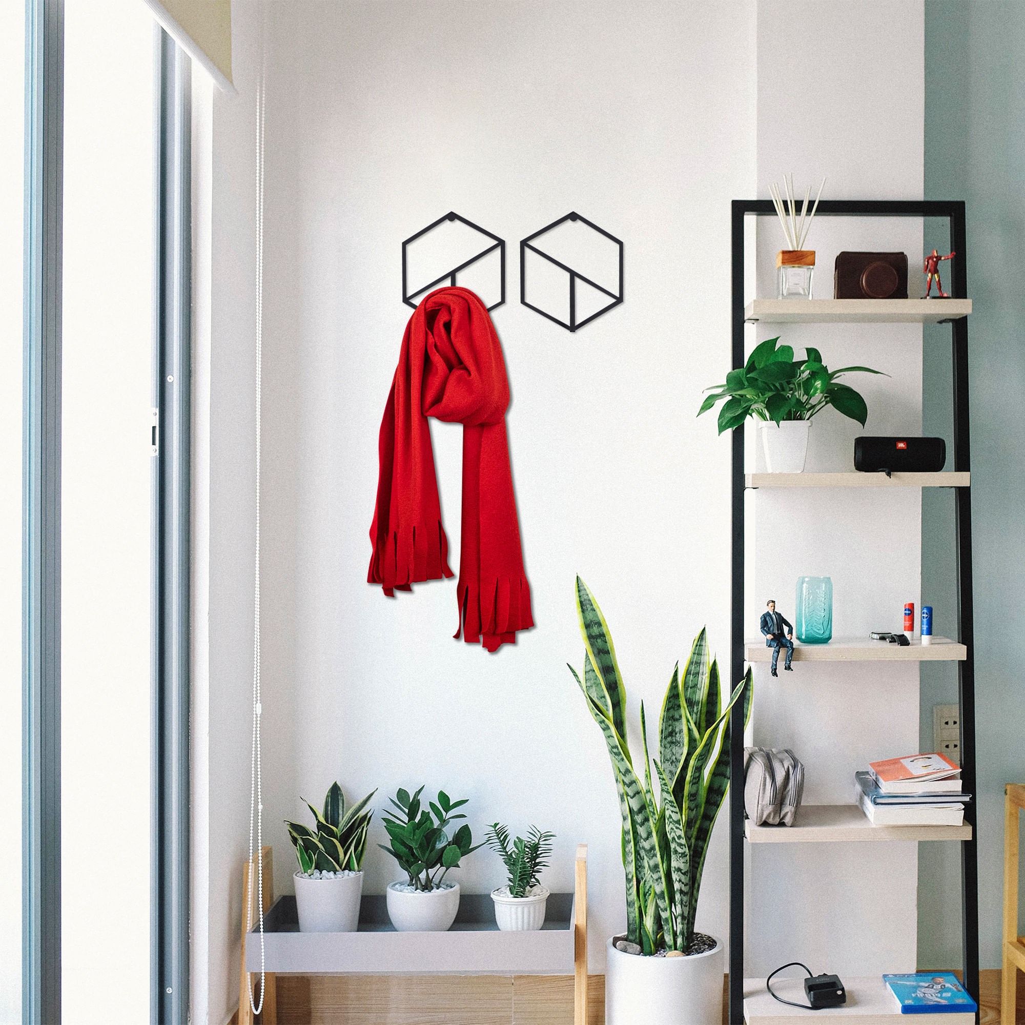 Cuier de perete, Wallxpert, metal, negru, 40x20 cm — imaginea 3