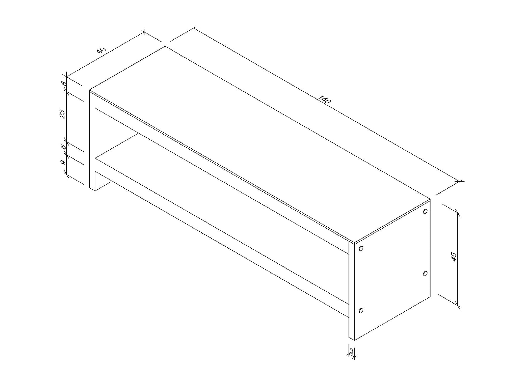 Comoda tv, Hanah Home, lemn masiv de pin, sticla calita, nuc, 140x45x40 cm