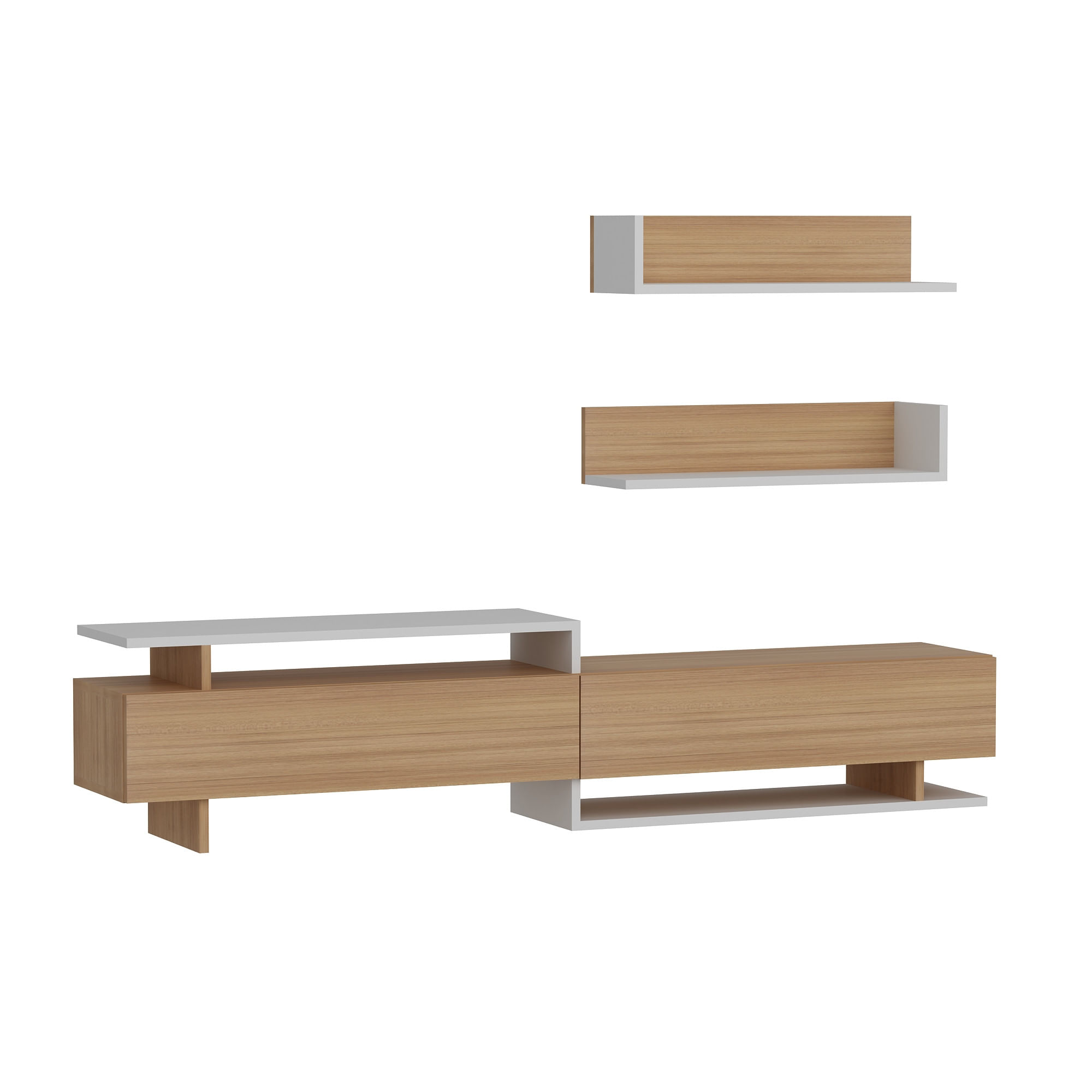 Comoda tv, Hanah Home, pal melaminat, alb si teak, 180x40x37.4 cm — imaginea 4