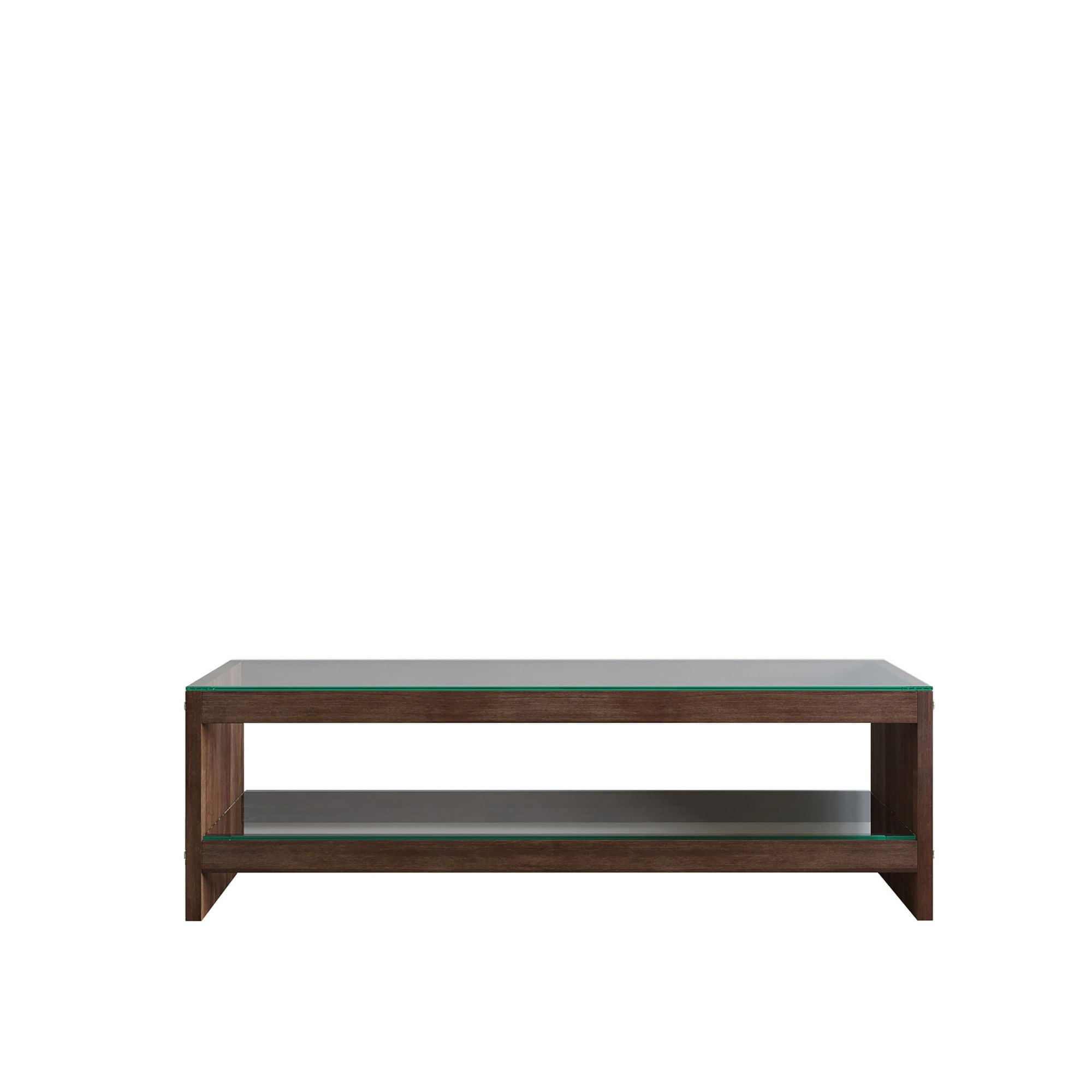 Comoda tv, Hanah Home, lemn masiv de pin, sticla calita, nuc, 140x45x40 cm — imaginea 2