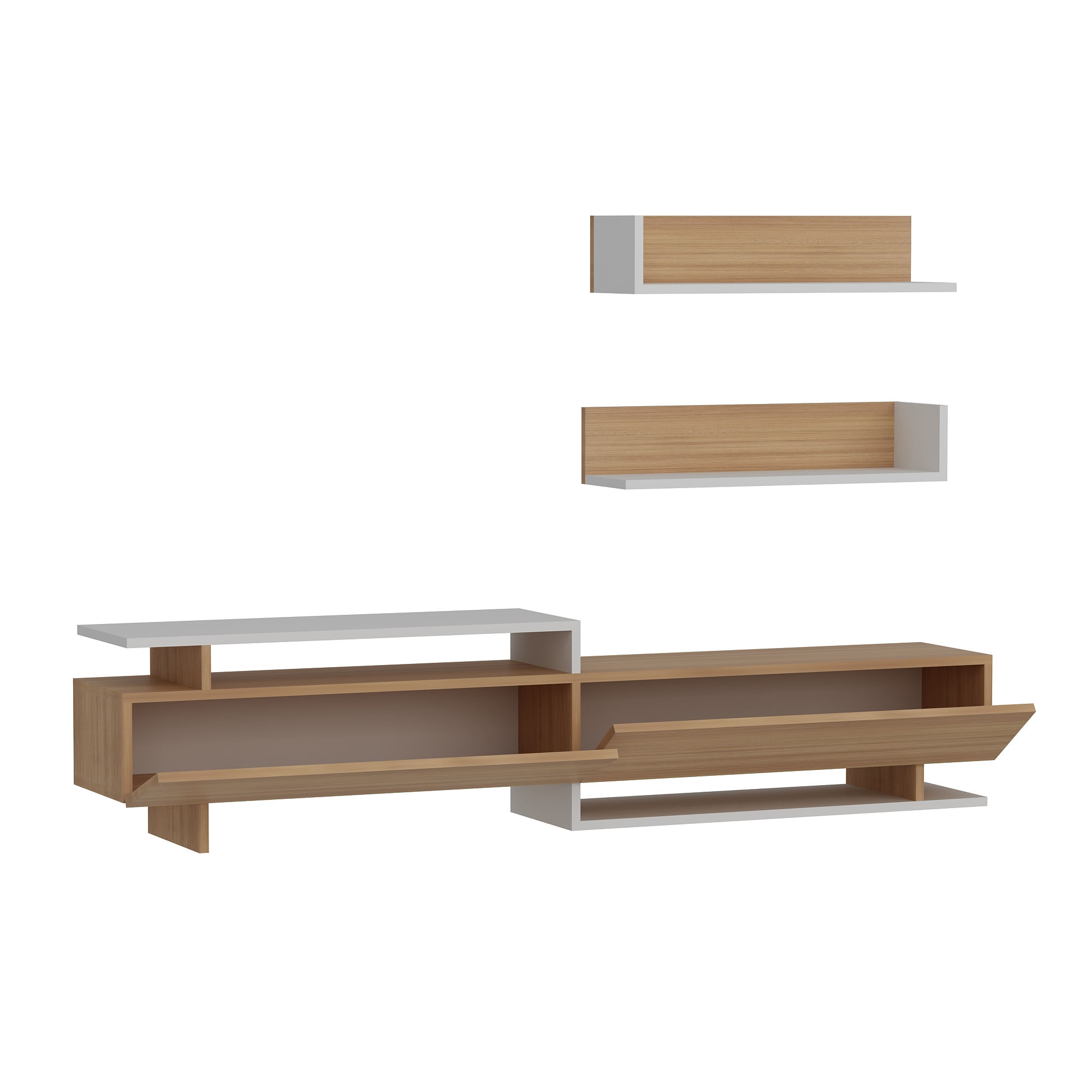 Comoda tv, Hanah Home, pal melaminat, alb si teak, 180x40x37.4 cm — imaginea 5