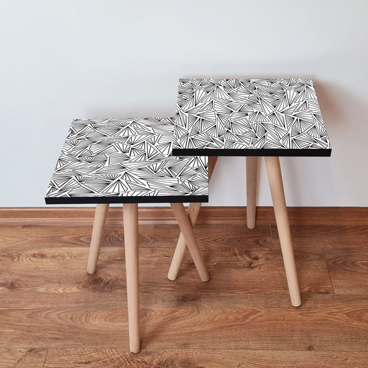 Set masute de cafea, Hanah Home, mdf, alb si negru, 35x35x47 cm