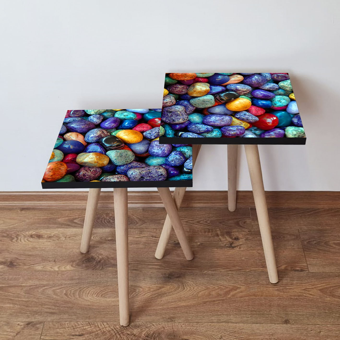 Set masute de cafea cuib, Hanah Home, mdf, multicolor, 35x47x35 cm, 2 piese