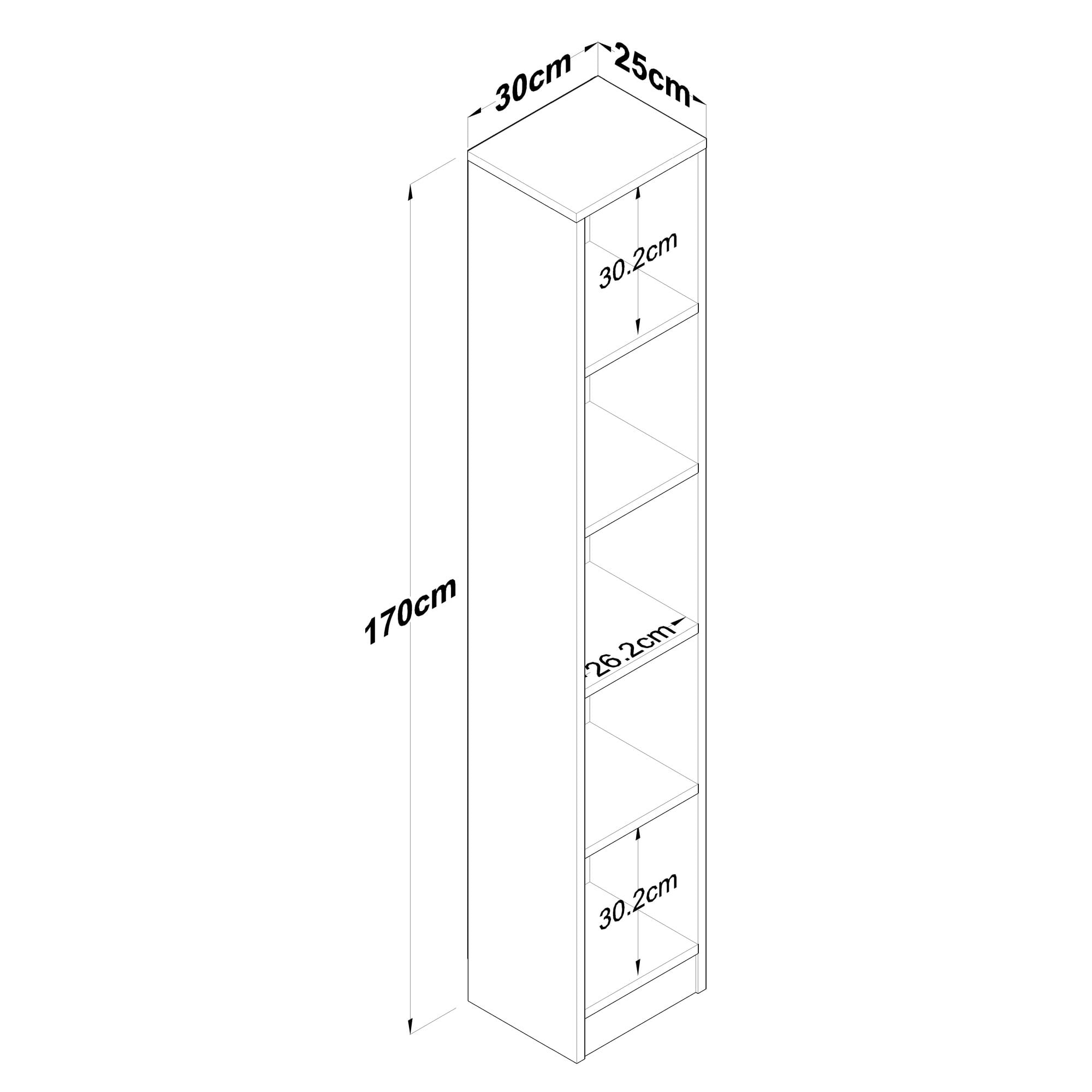 Biblioteca, Hanah Home, pal melaminat, nuc, 30x25x170 cm