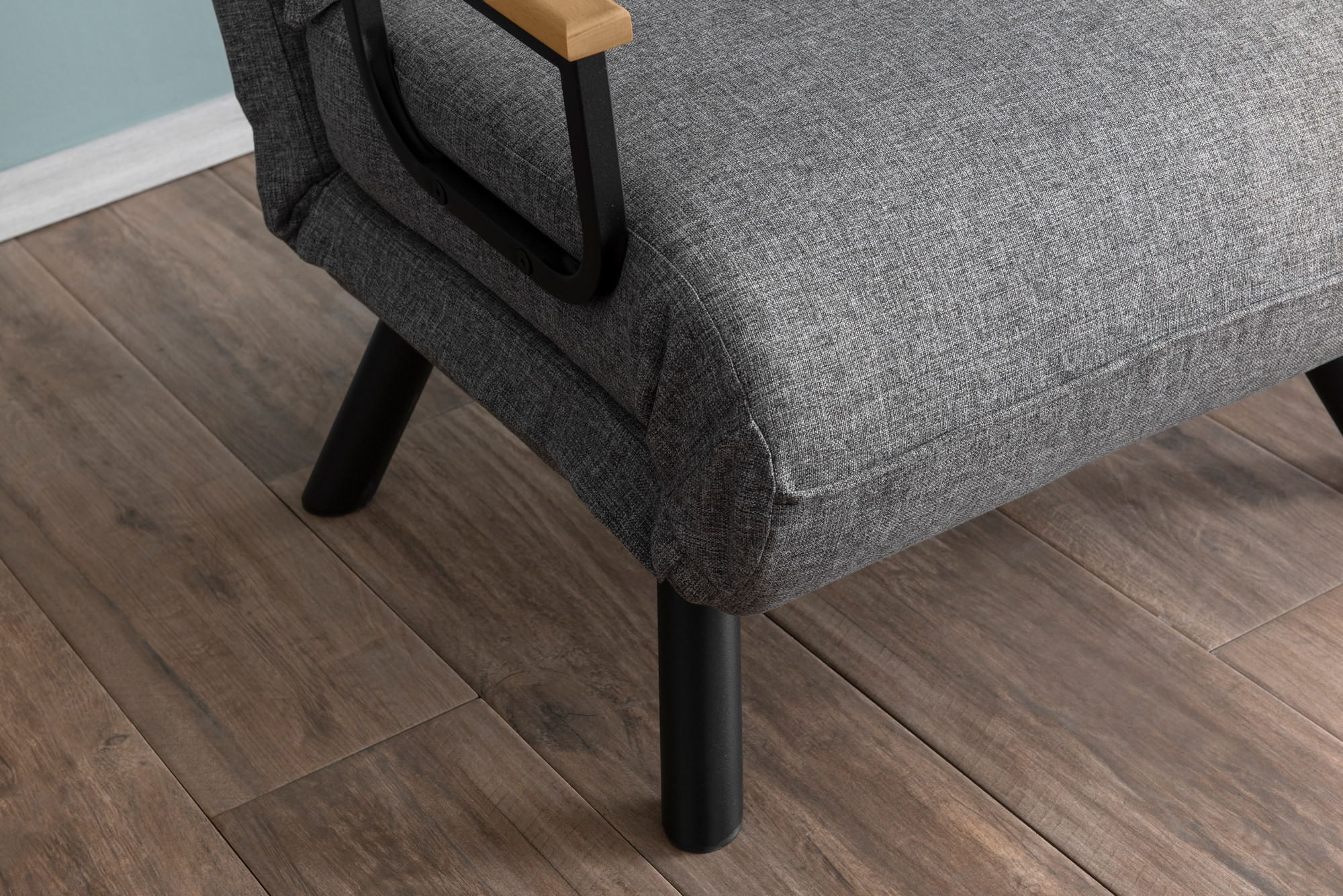 Canapea extensibila, Hanah Home, metal, stofa in, gri deschis, 175x60 cm — imaginea 2