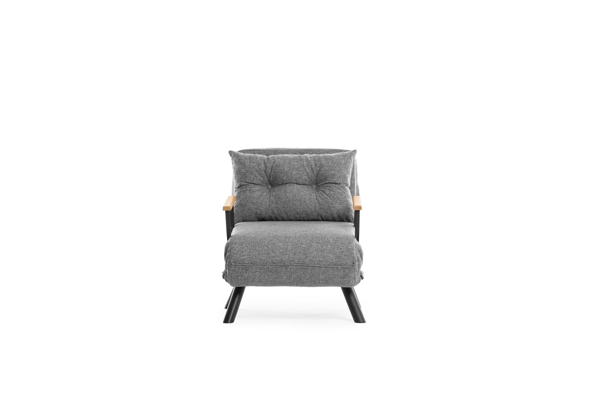 Canapea extensibila, Hanah Home, metal, stofa in, gri deschis, 175x60 cm — imaginea 11