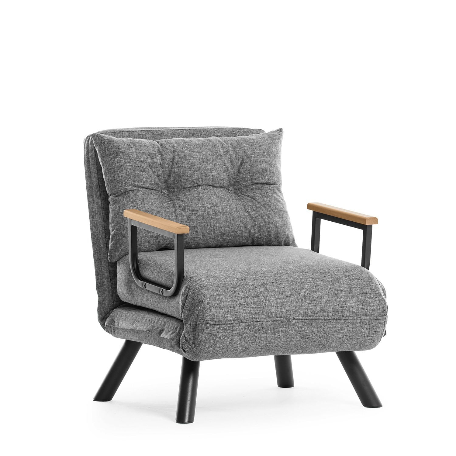 Canapea extensibila, Hanah Home, metal, stofa in, gri deschis, 175x60 cm — imaginea 14