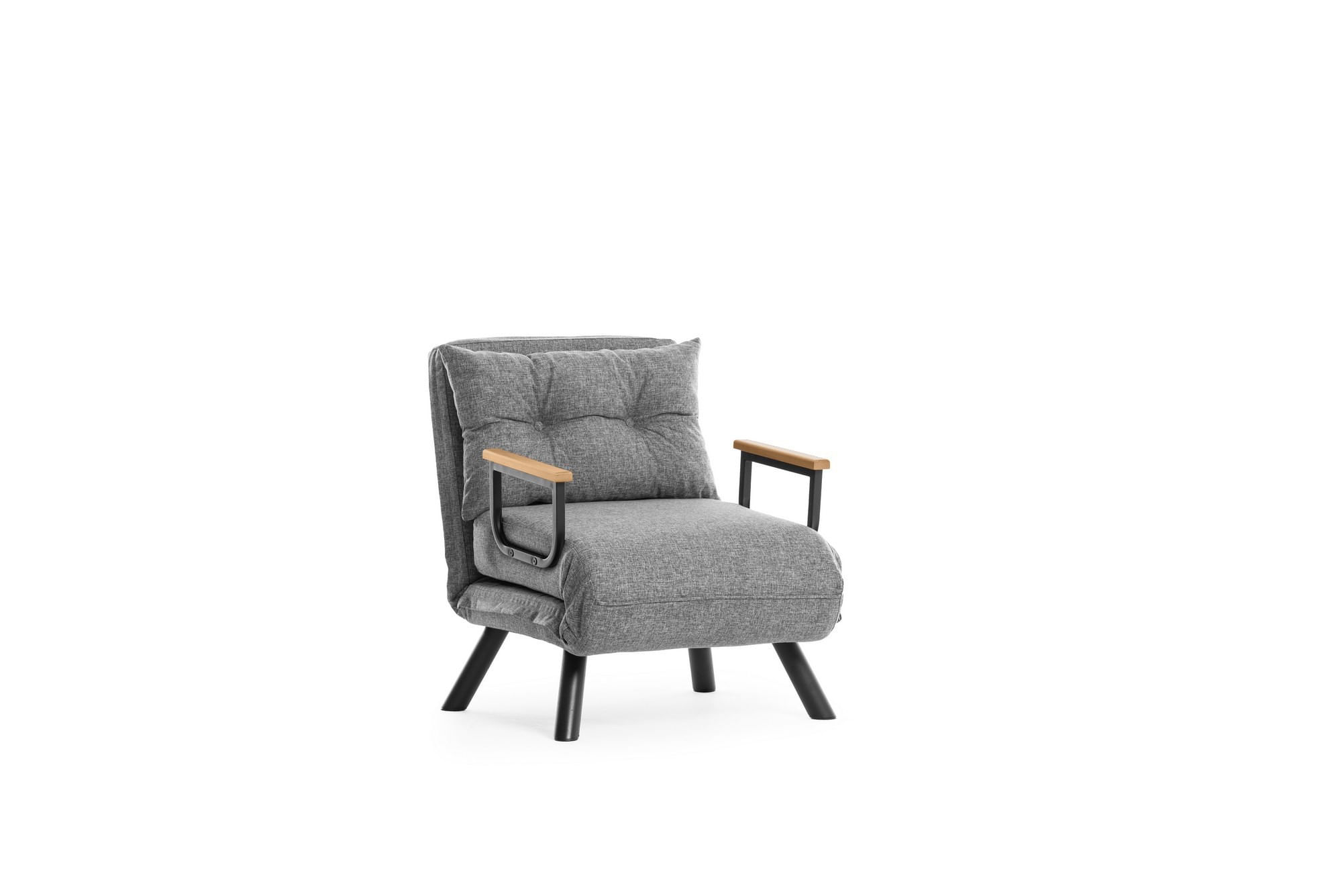 Canapea extensibila, Hanah Home, metal, stofa in, gri deschis, 175x60 cm — imaginea 15