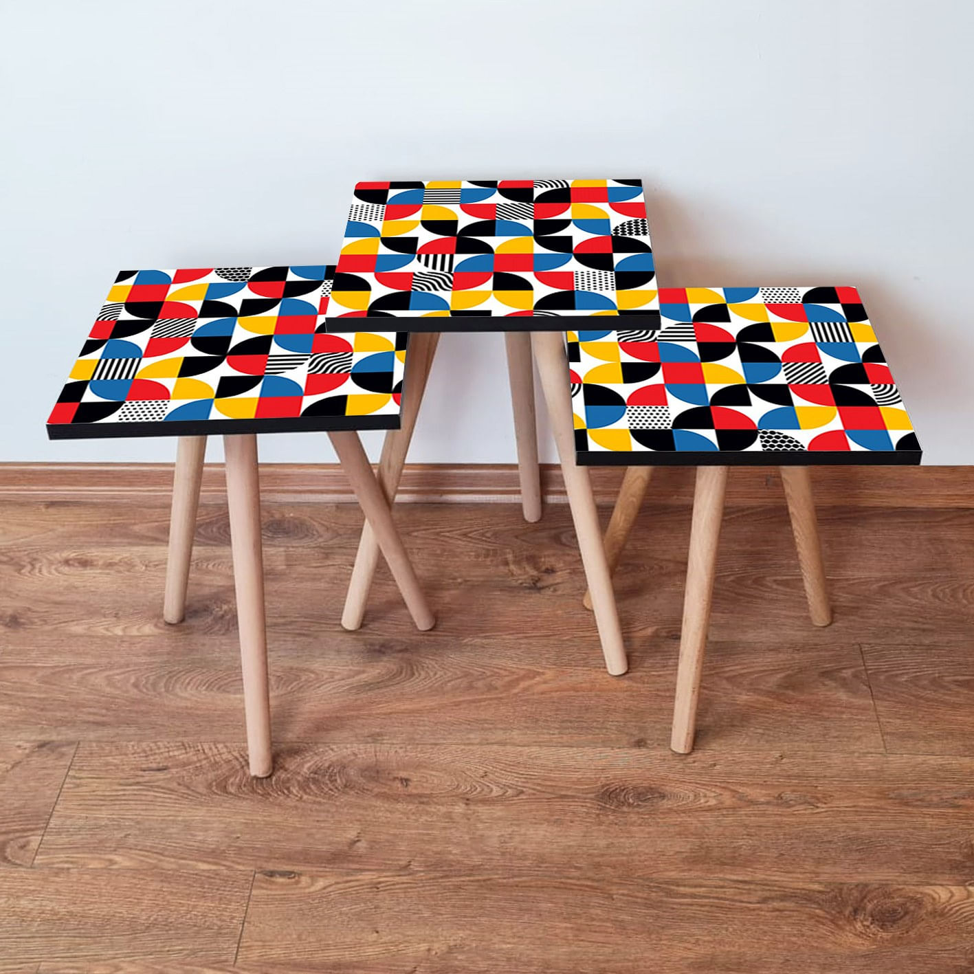 Set masute cuib, Hanah Home, mdf, multicolor, 35x35x52 cm, 481LNA2897