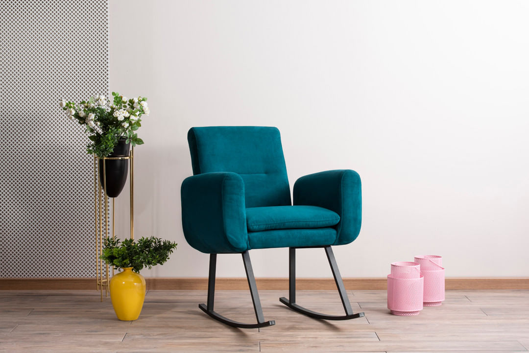 Fotoliu balansoar, Hanah Home, metal, verde petrol, 50x50x99 cm — imaginea 5