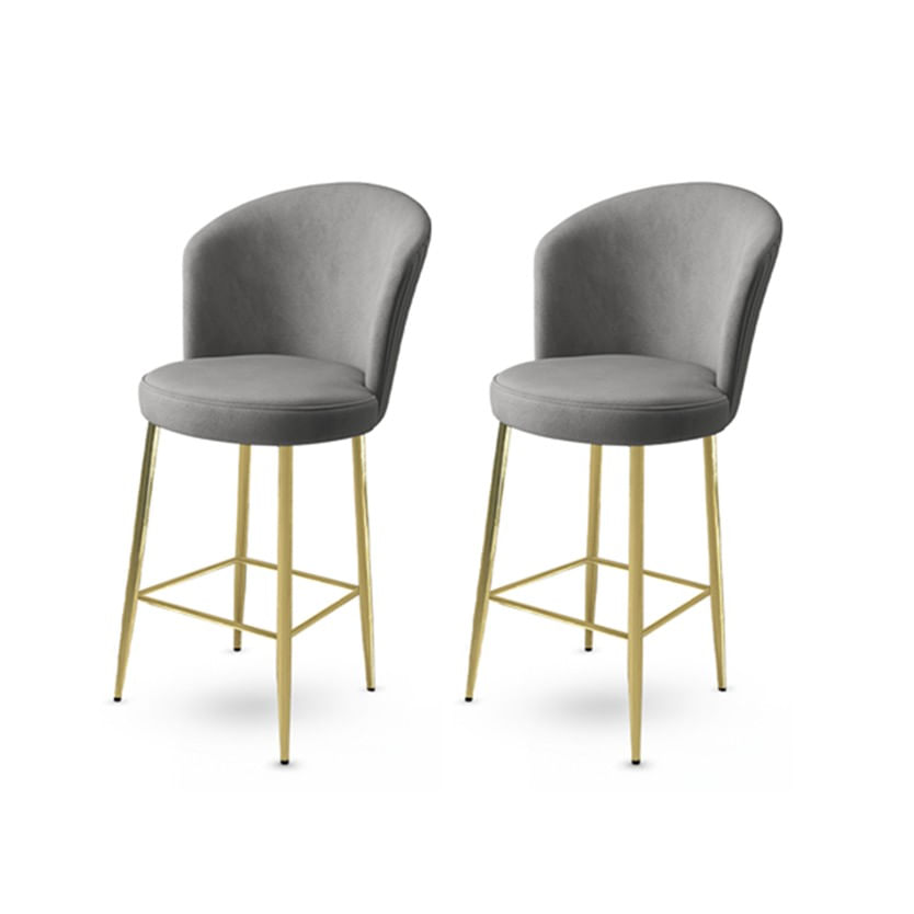 Set scaune de bar, Hanah Home, metal, gri auriu, 46x40x102 cm — imaginea 2