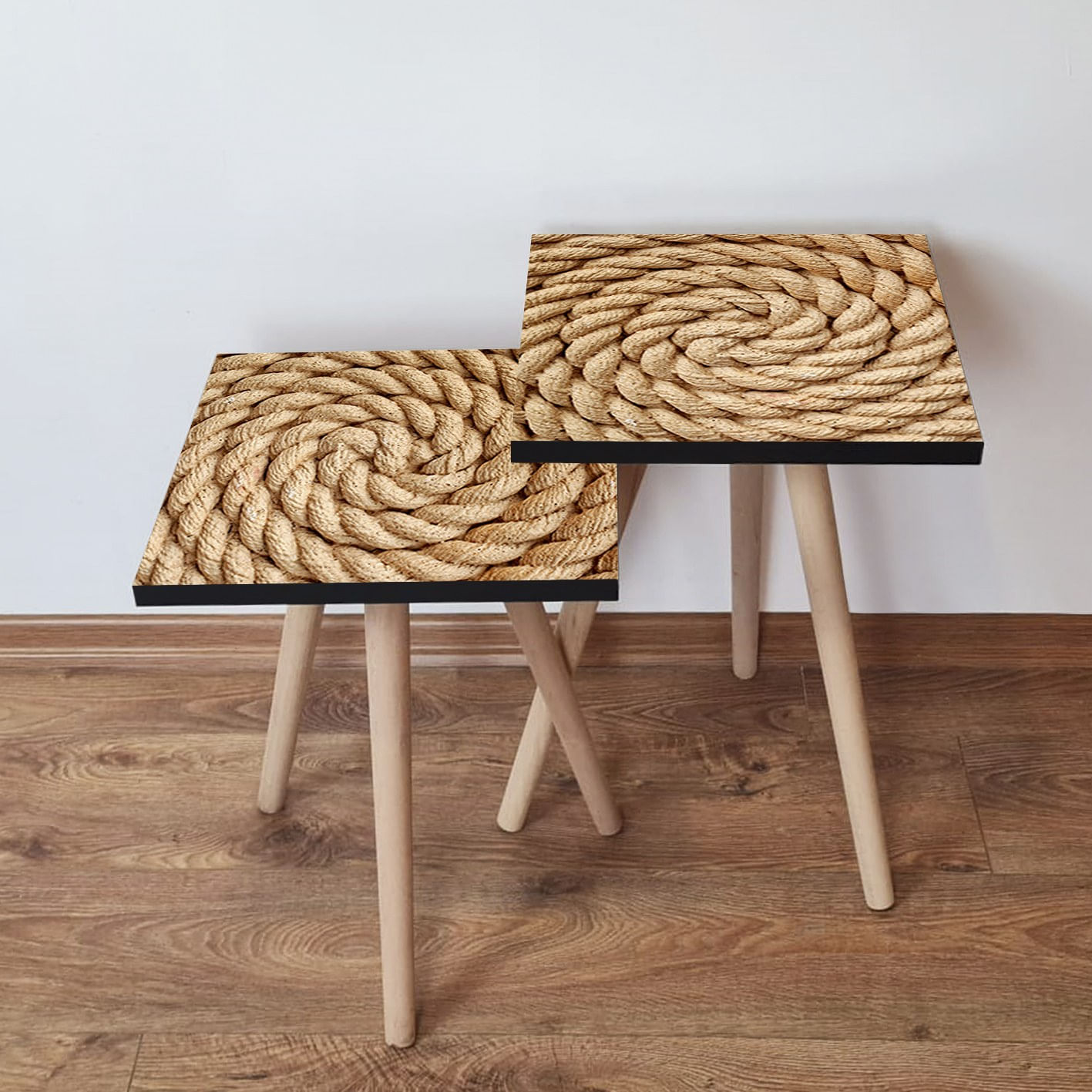 Set masute cuib, Hanah Home, mdf, bej, 35x35x47 cm