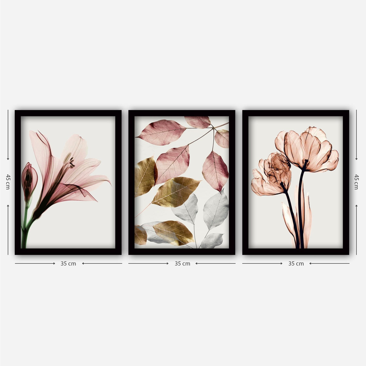 Set tablouri decorative cu rama, Wallxpert, mdf, multicolor, 35x45 cm, 3 bucati