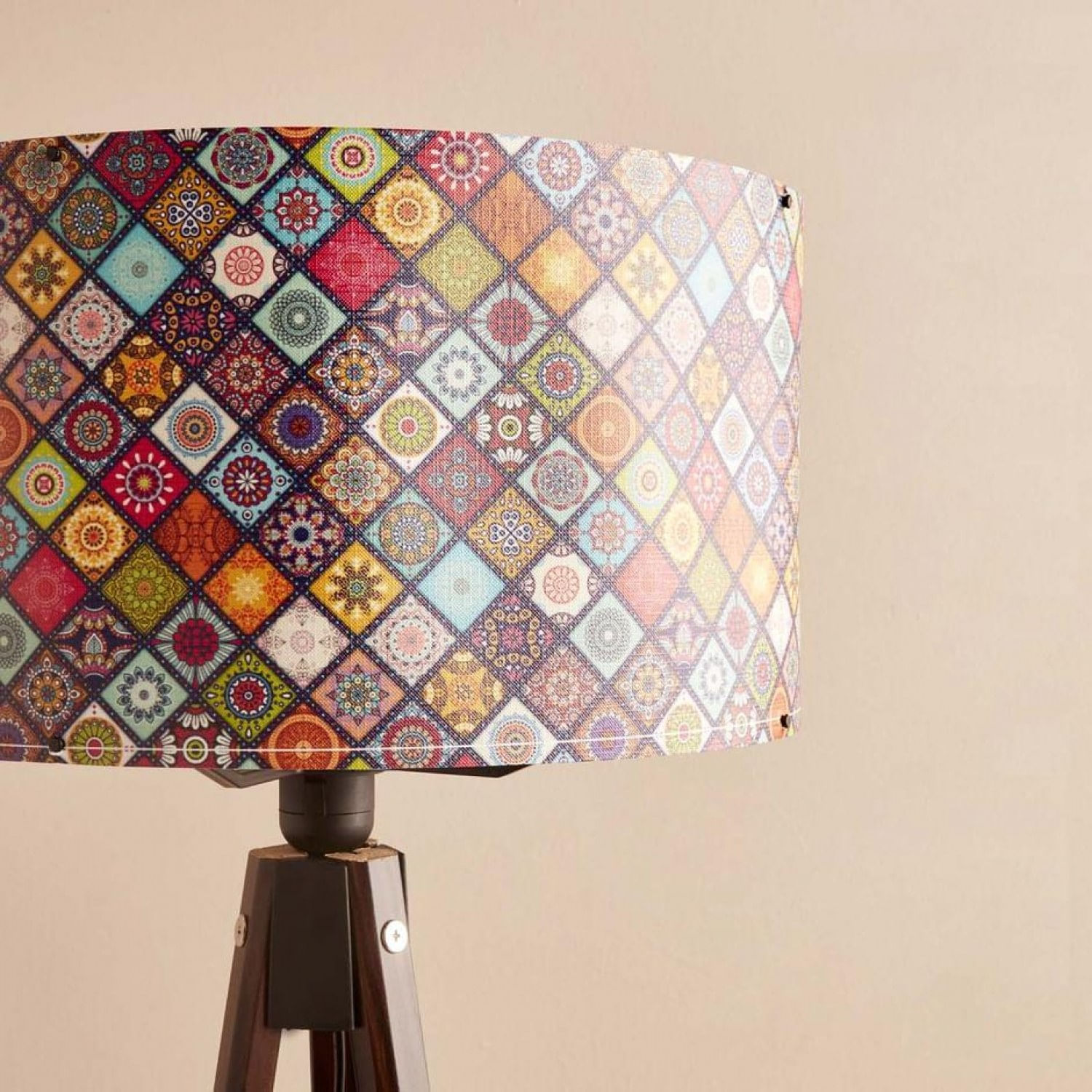 Lampadar, Opviq, material textil si lemn, multicolor, 21x140 cm