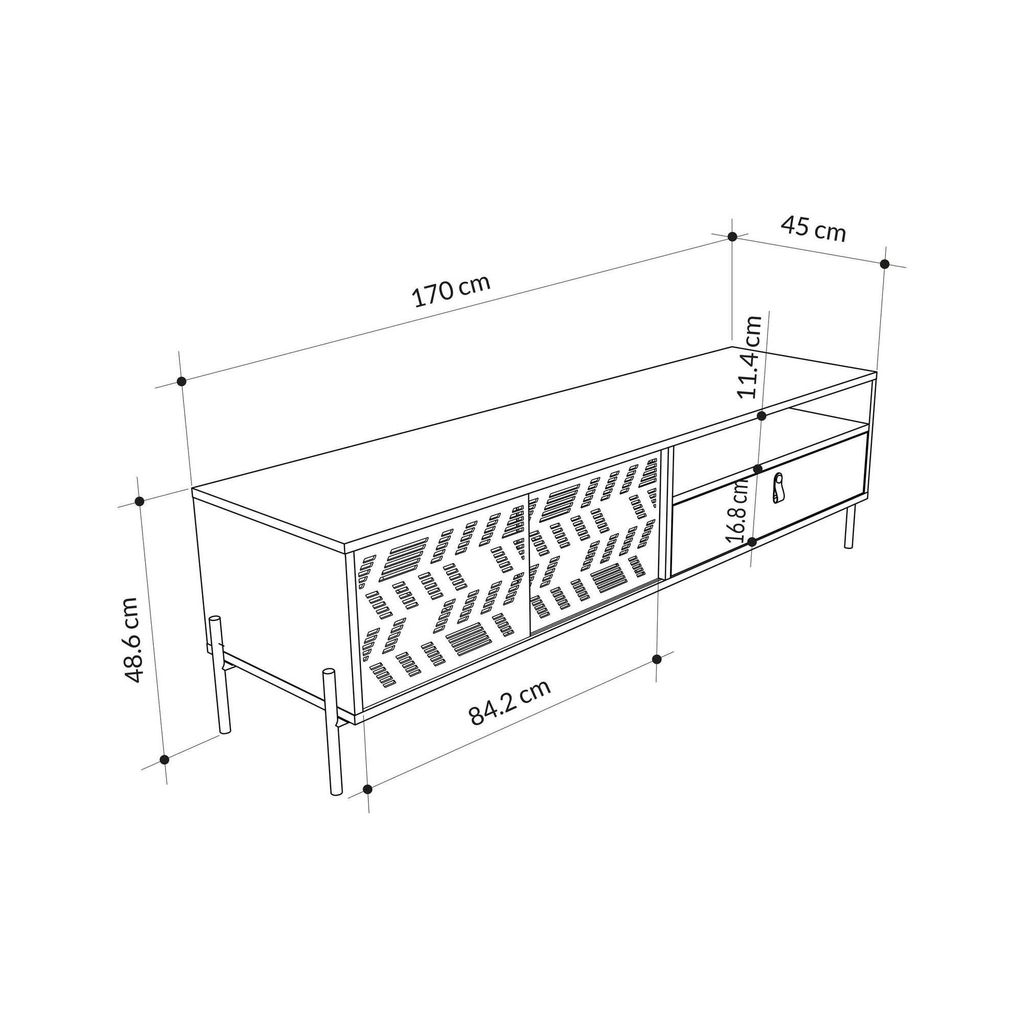 Comoda tv, Hanah Home, pal melaminat, hitit, 170x45x48.6 cm — imaginea 2