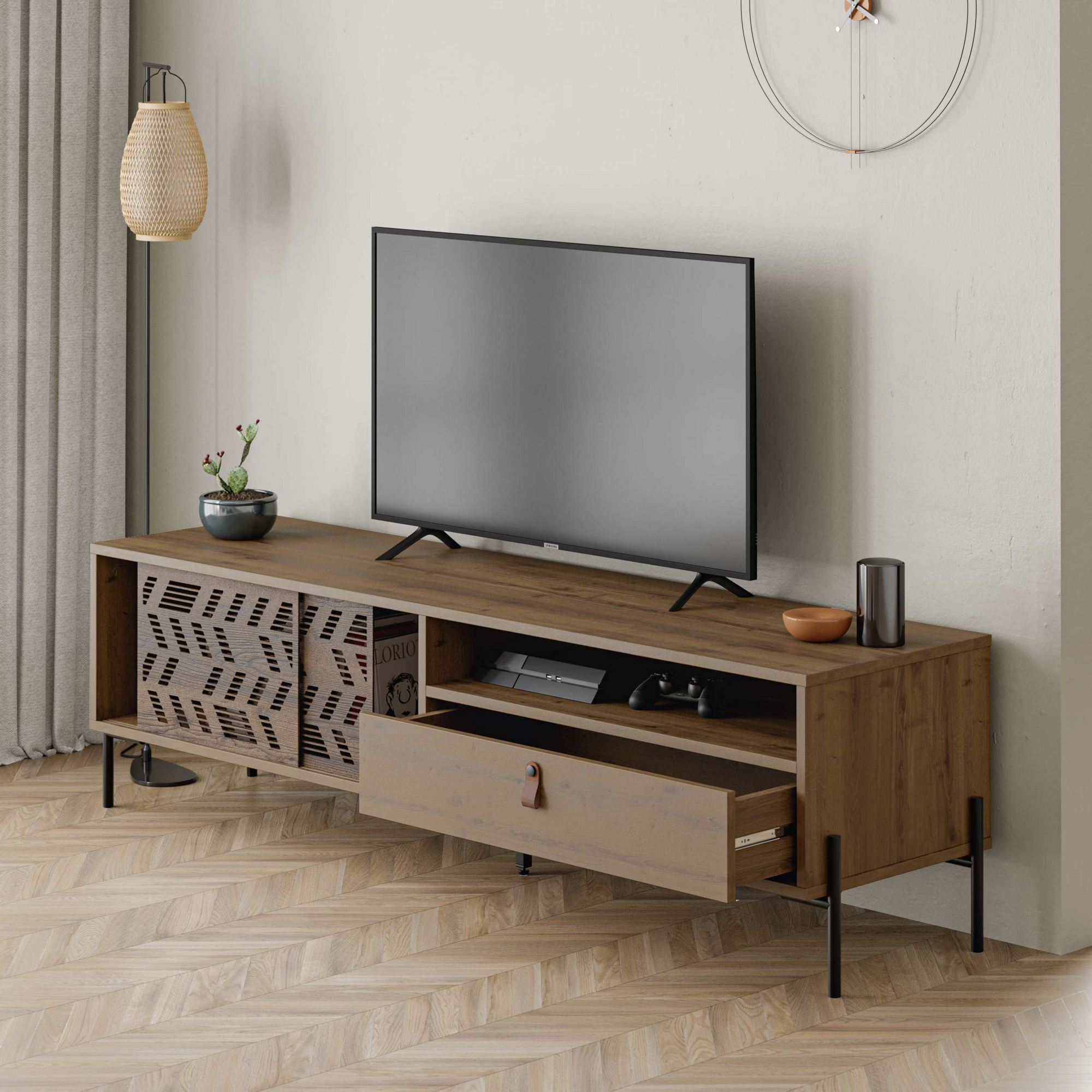 Comoda tv, Hanah Home, pal melaminat, hitit, 170x45x48.6 cm — imaginea 3