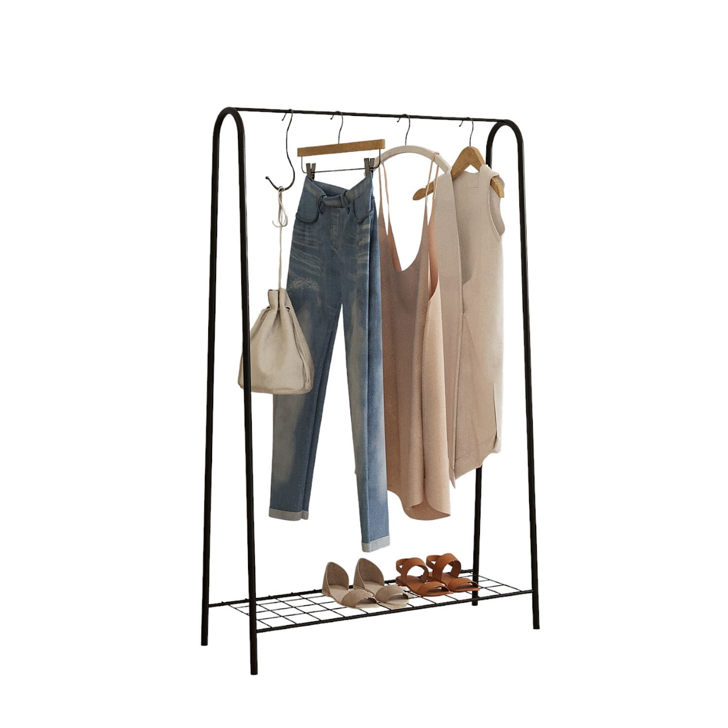 Cuier, Hanah Home, metal, negru, 144.5x36x89 cm — imaginea 4