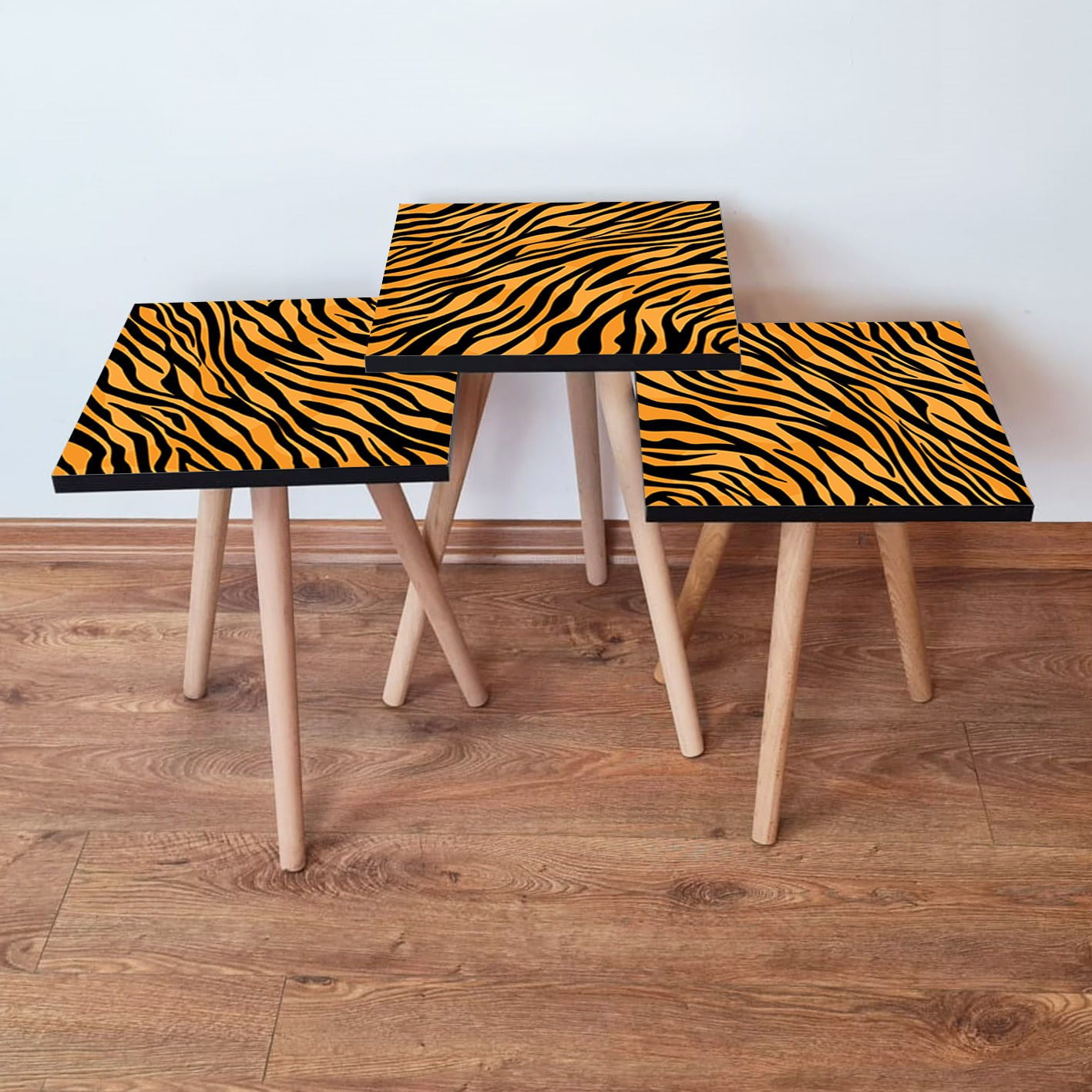 Set masute de cafea, Hanah Home, mdf, portocaliu si negru, 35x35x52 cm