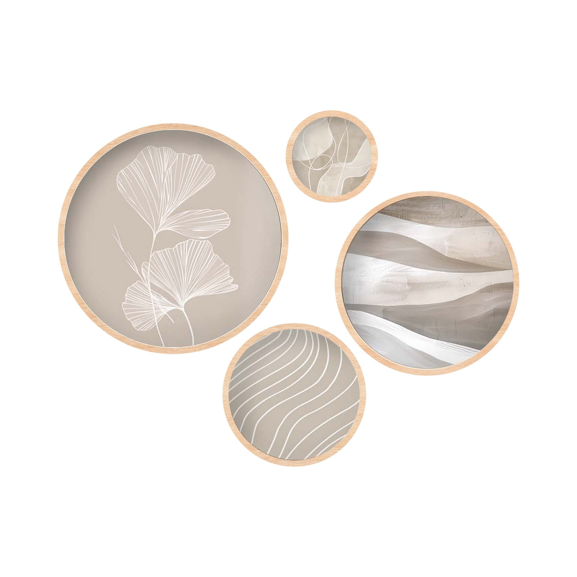 Set tablouri decorative inramate, Wallxpert, lemn masiv, multicolor, 45x45 cm, 36x36 cm, 27x27 cm, 18x18 cm