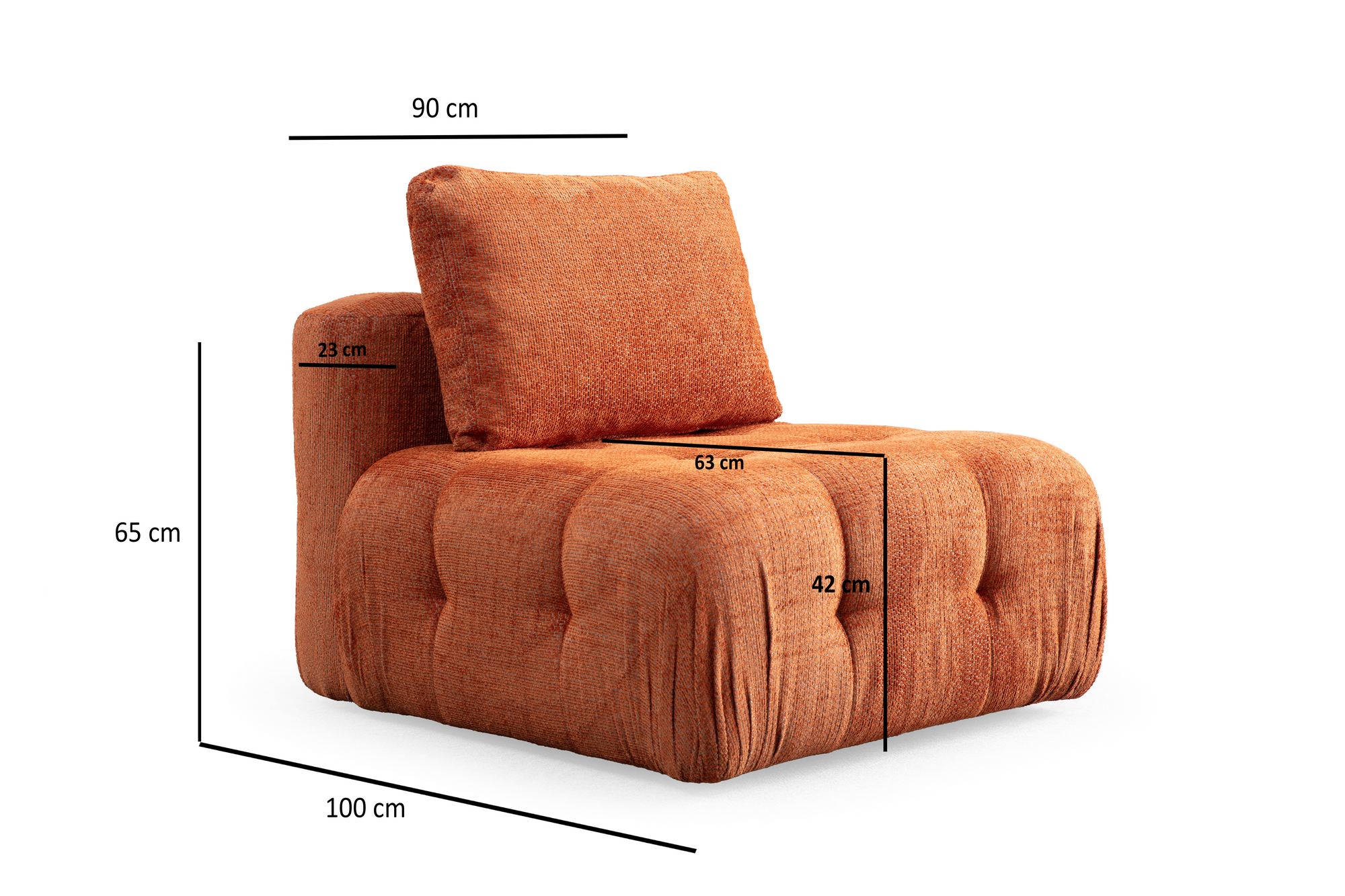 Canapea 1 loc, Atelier Del Sofa, 100% poliester, portocaliu, 90x100x65 cm — imaginea 2