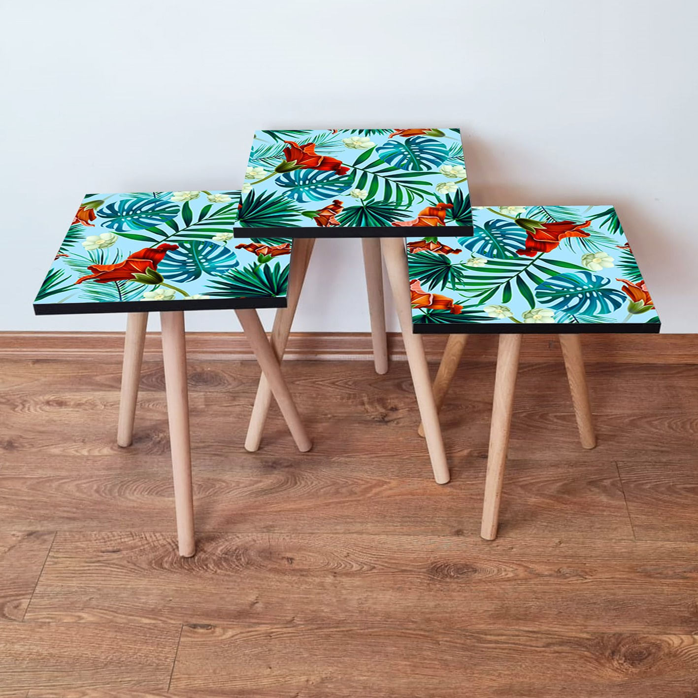 Set masute de cafea, Hanah Home, mdf, multicolor, 35x35x52 cm, 481LNA2818