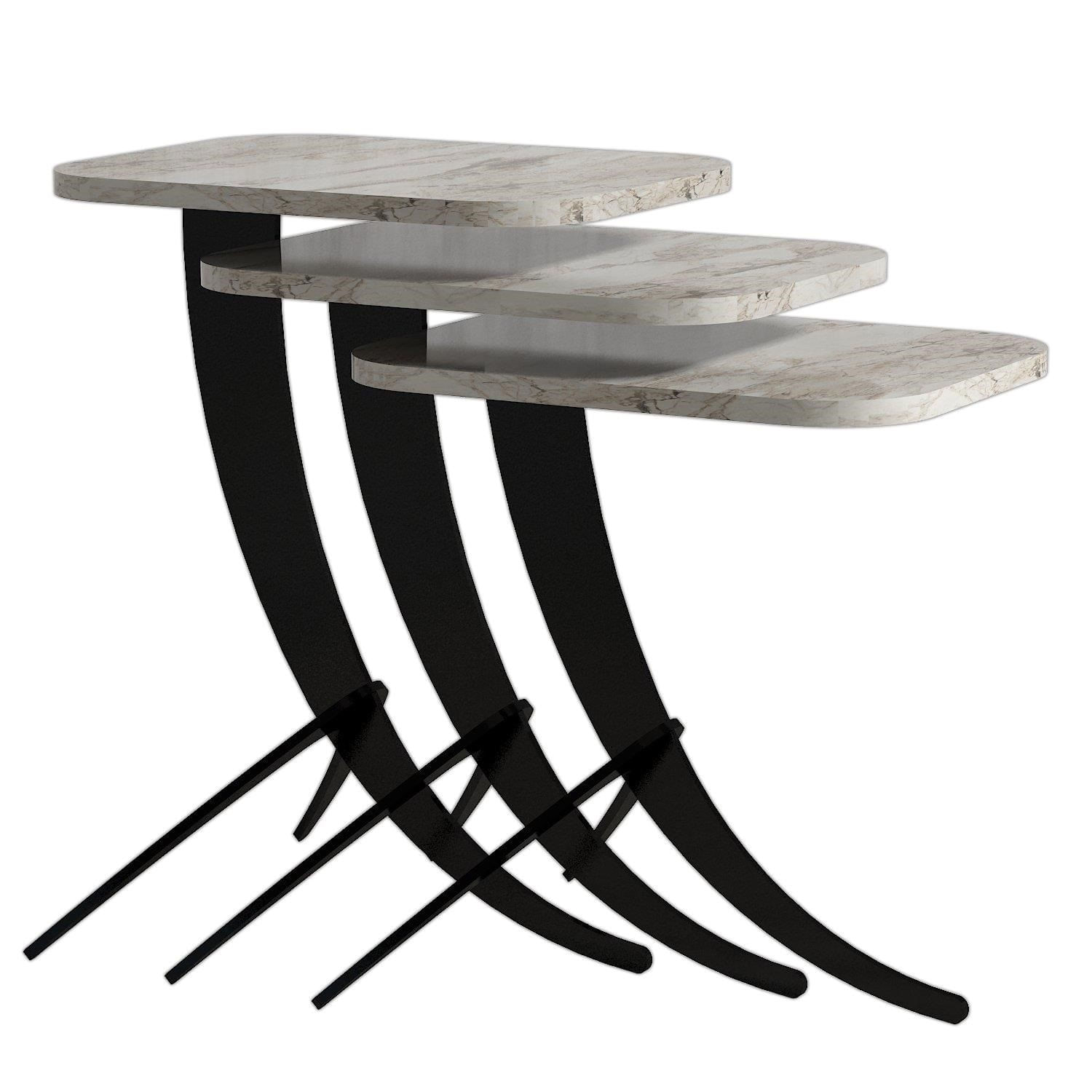 Set masute de cafea, Hanah Home, PAL melaminat, alb negru, 35x45x60 cm — imaginea 3