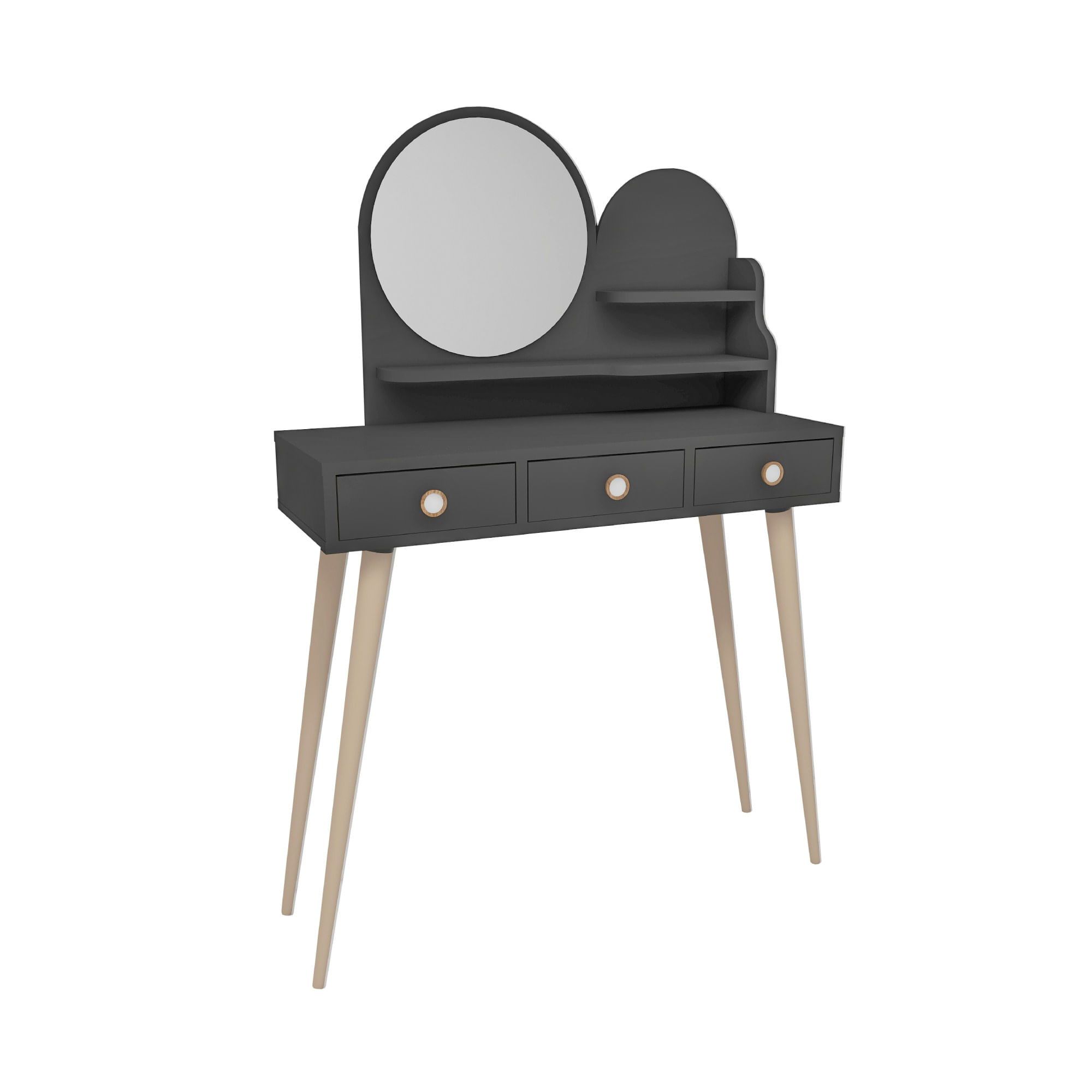 Masa de machiaj, Hanah Home, panou de particule melaminat, antracit, 74x35x130.8 cm — imaginea 5