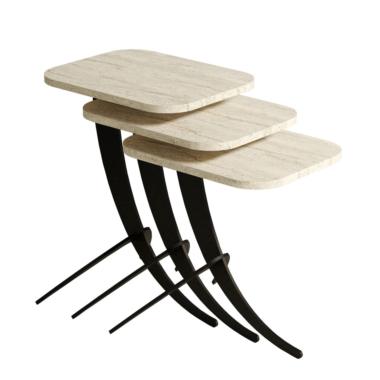 Set masute de cafea, Hanah Home, pal melaminat, travertin, 3 piese — imaginea 5