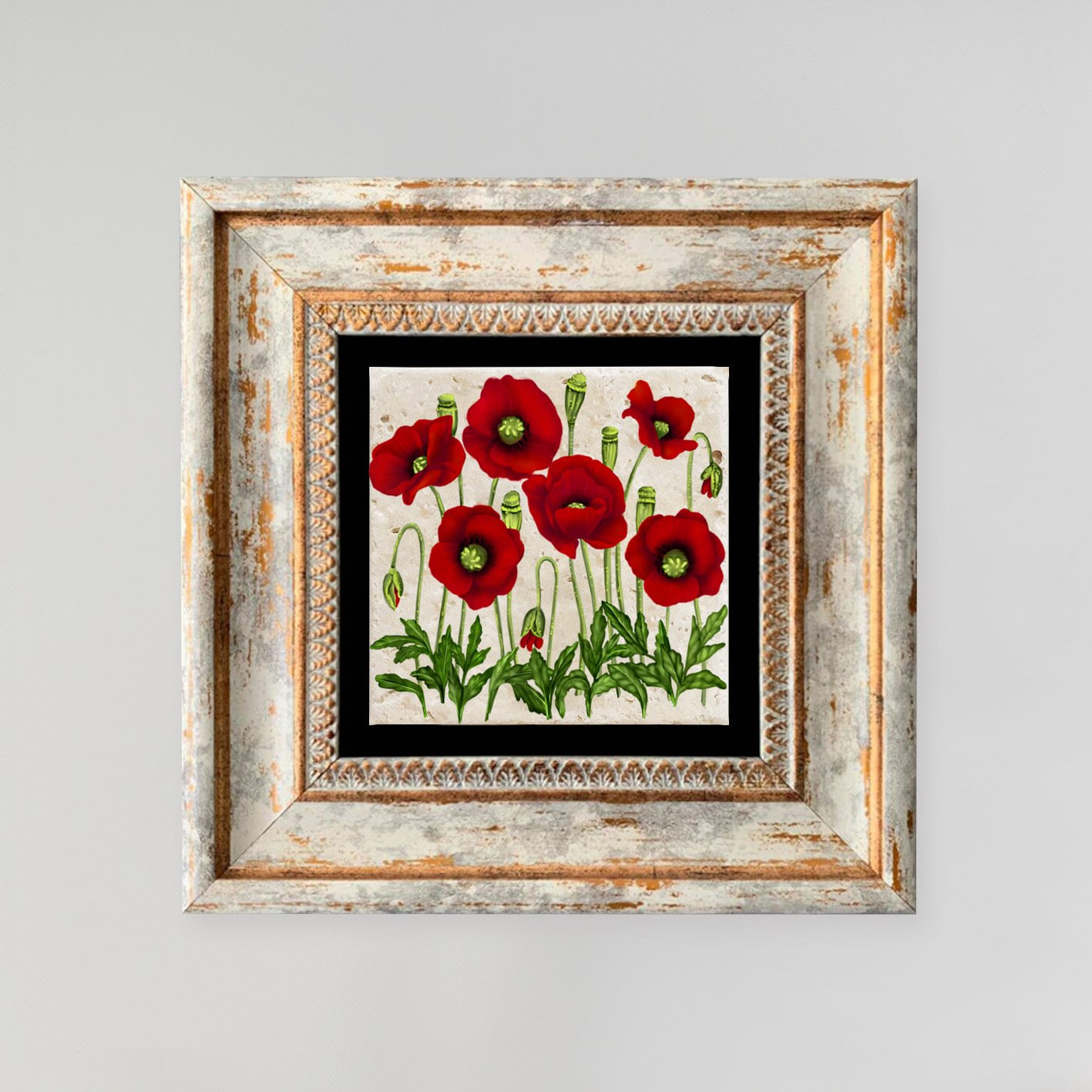 Tablou decorativ inramat, Wallxpert, piatra, rama lemn, multicolor, 20x20 cm - imagine 2