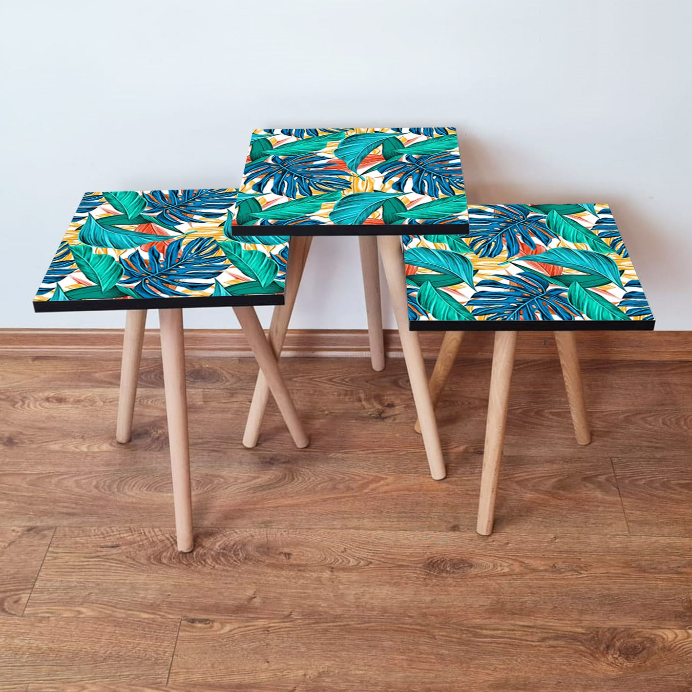 Set masute de cafea, Hanah Home, mdf, multicolor, 3 piese, 35x52x35 cm