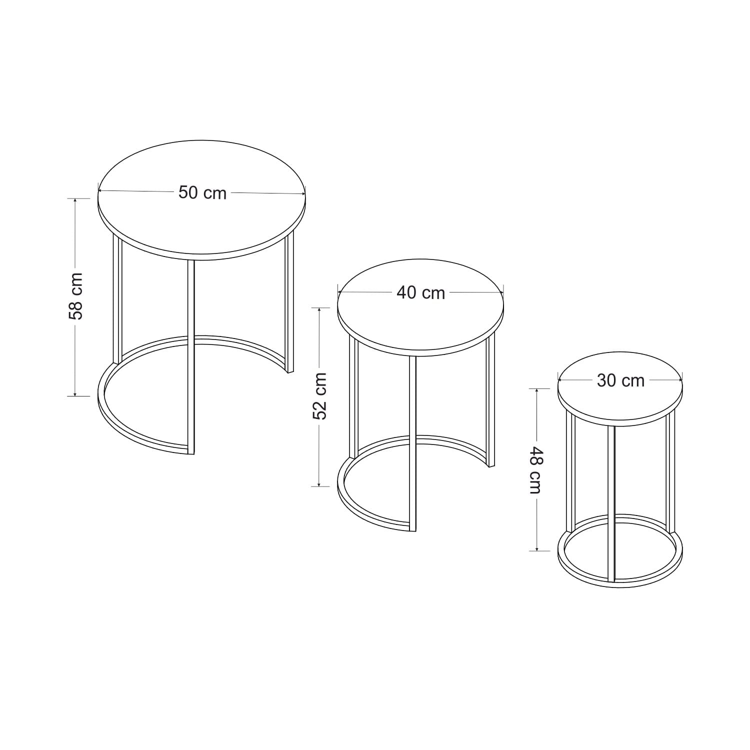 Set masute de cafea, Hanah Home, pal melaminat, negru, cadru metalic, 3 bucati — imaginea 5
