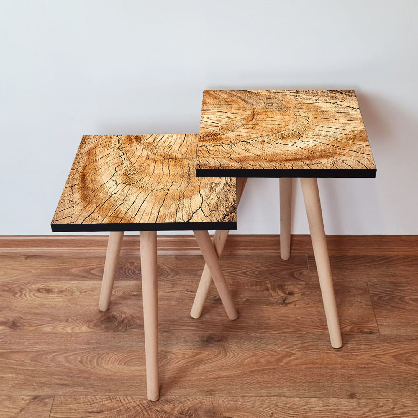 Set masute de cafea, Hanah Home, mdf, camel, 35x35x47 cm, 2 piese