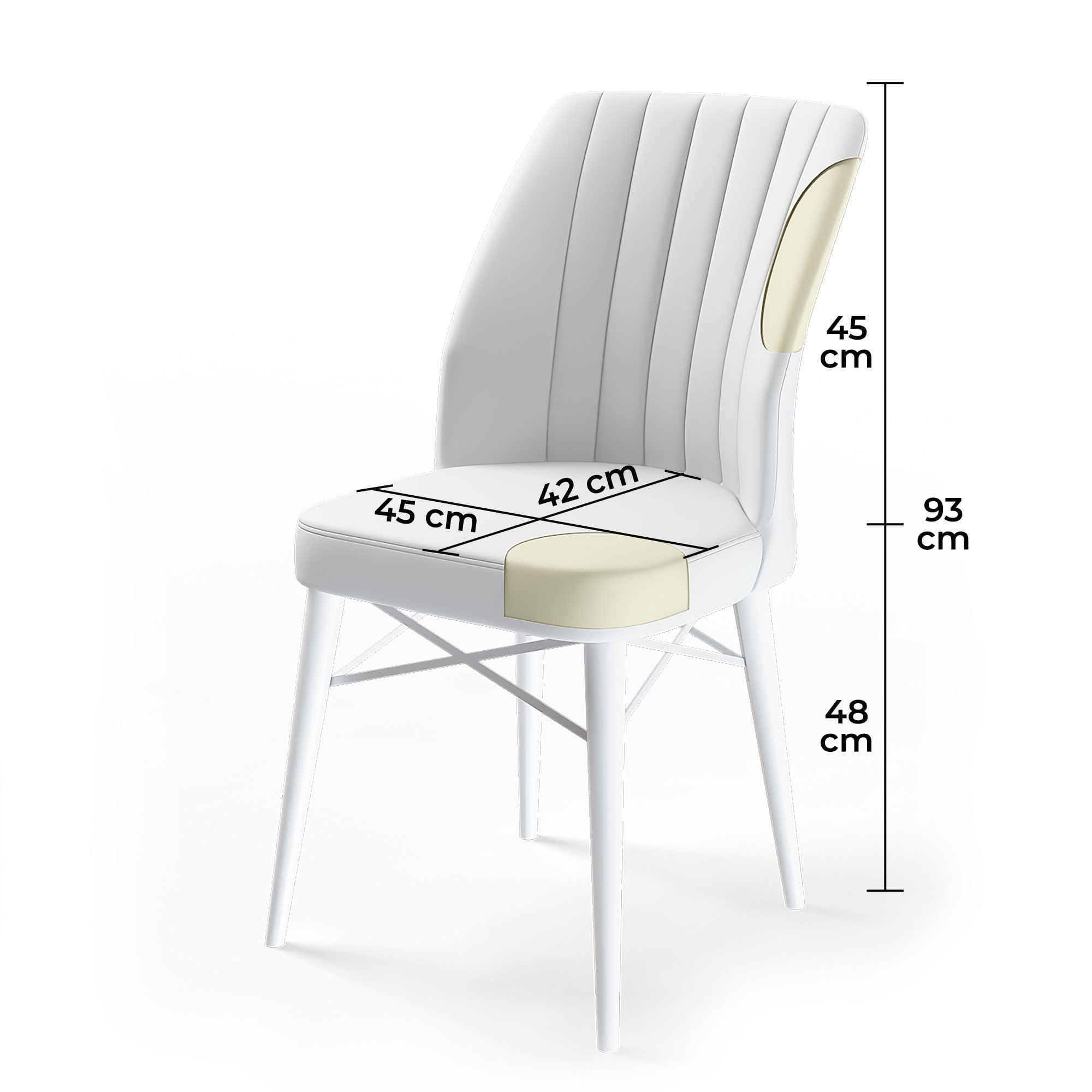 Set scaune, Hanah Home, metal, cappuccino si alb, 45x42x93 cm, 6 piese — imaginea 2