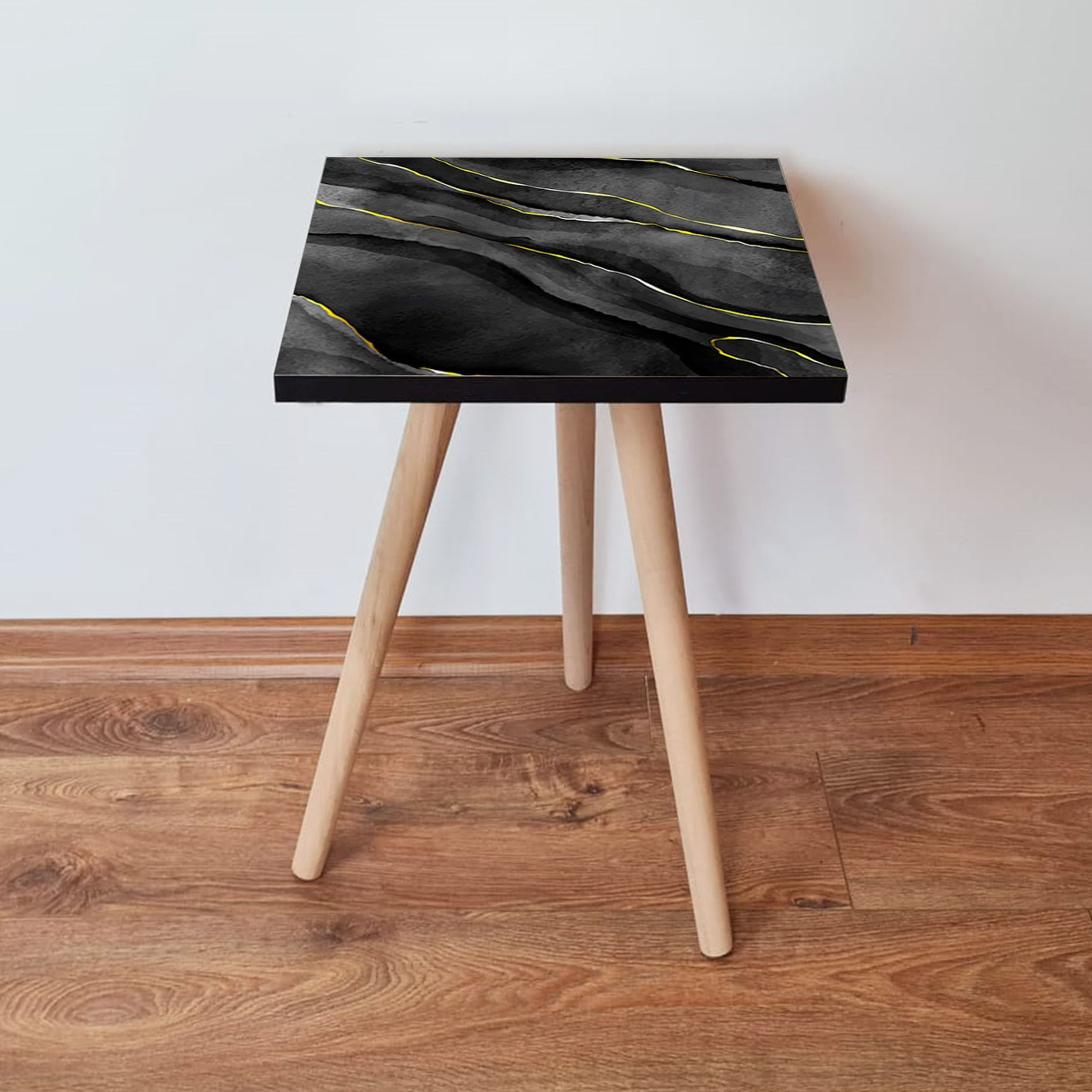 Masa laterala, Hanah Home, mdf, negru auriu alb, 35x35x42 cm, 481LNA1755