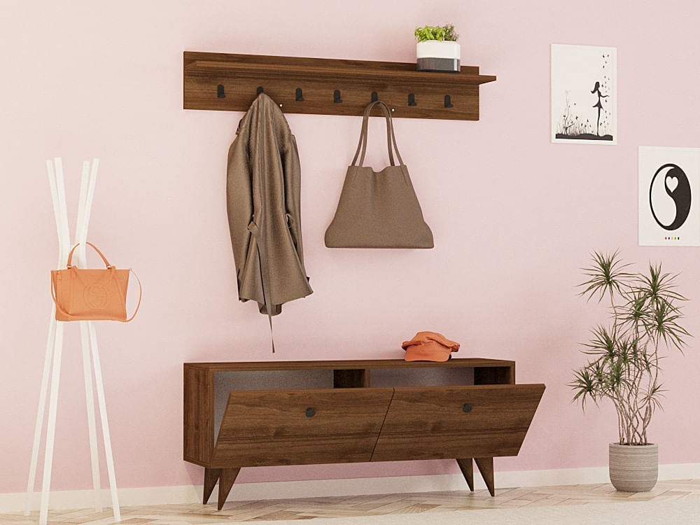 Cuier, Hanah Home, pal melaminat, nuc, 113x35x48.5 cm — imaginea 3
