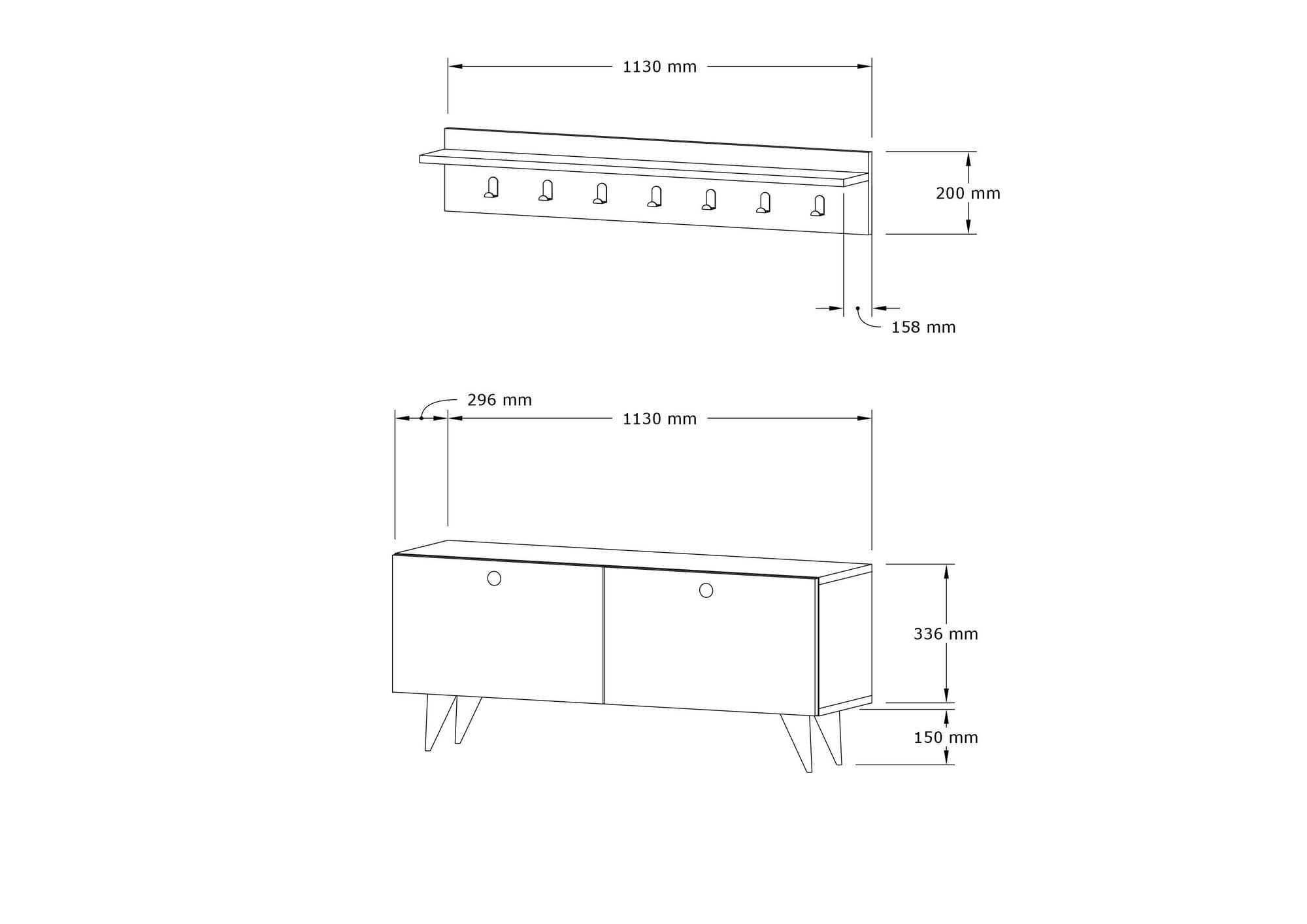 Cuier, Hanah Home, pal melaminat, nuc, 113x35x48.5 cm — imaginea 5