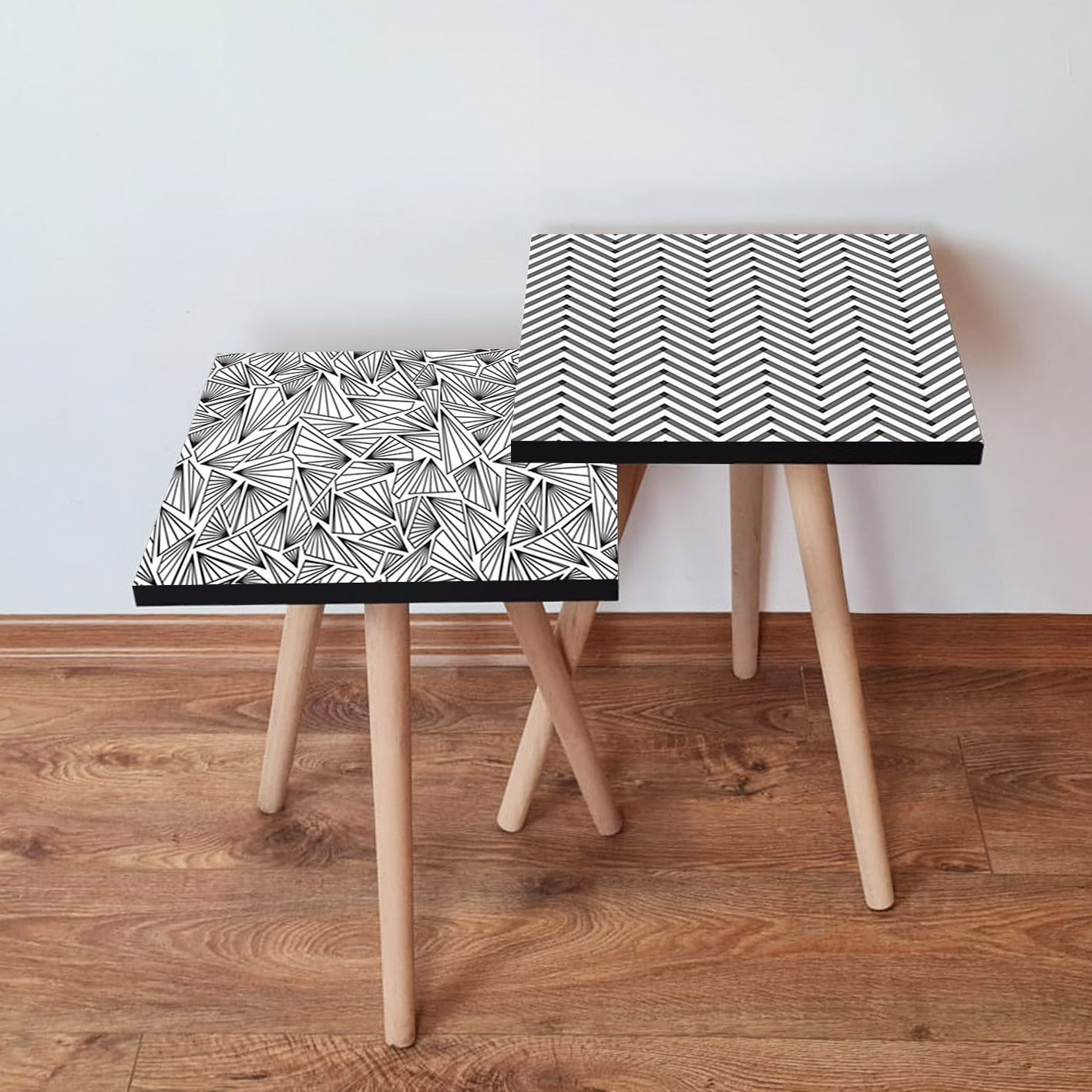 Set masute cuibarite, Hanah Home, mdf, alb si negru, 35x47x35 cm, 35x42x35 cm