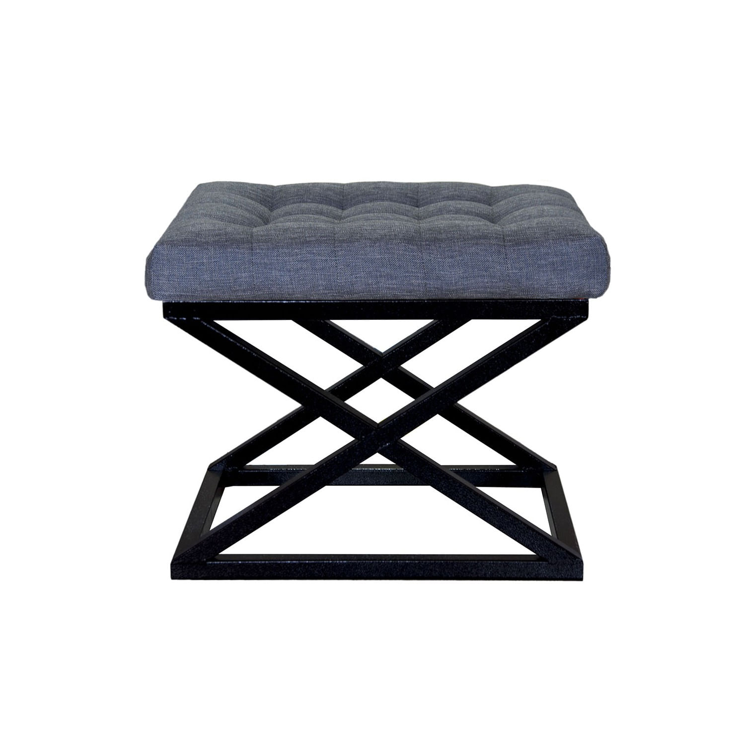 Taburet, Atelier Del Sofa, metal, poliester, negru, albastru, 42x50x40 cm